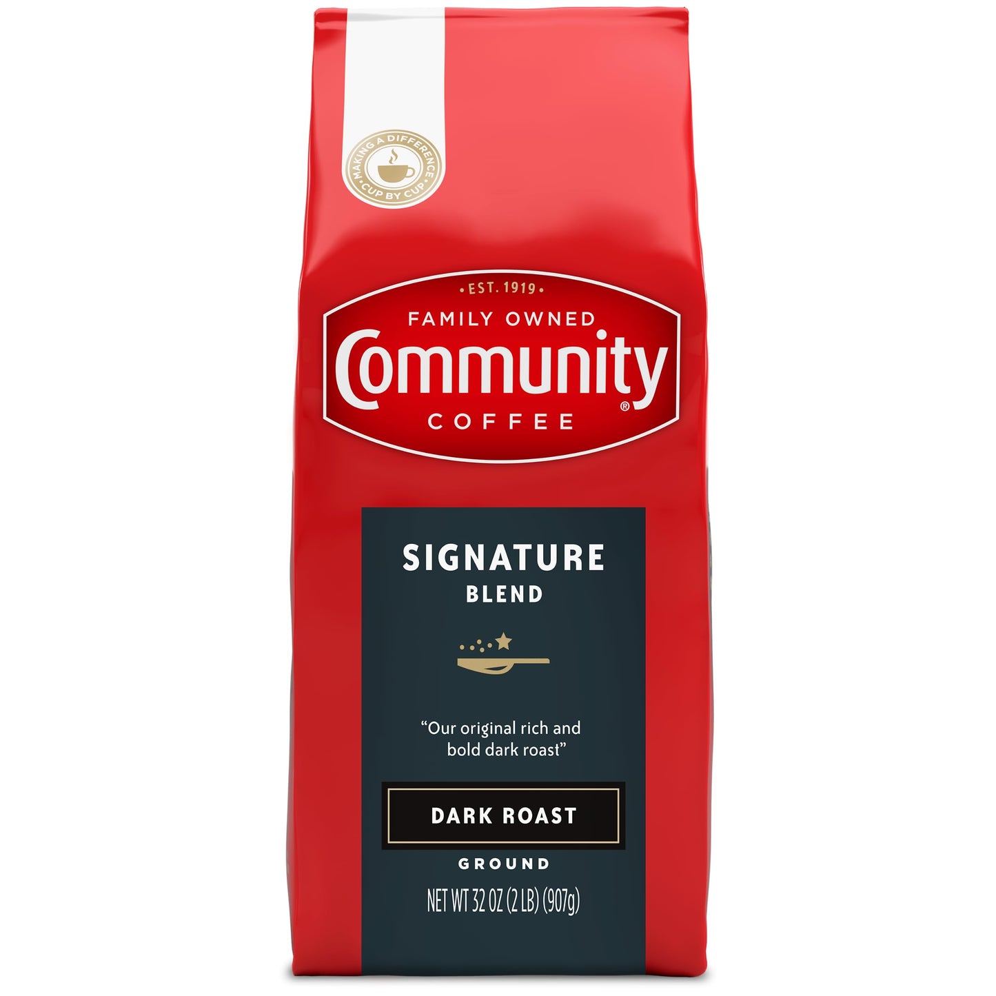 Community Coffee Signature Blend  128 Ounces Ground Coffee  Dark Roast  32 Ounce Bag (Pack of 4)