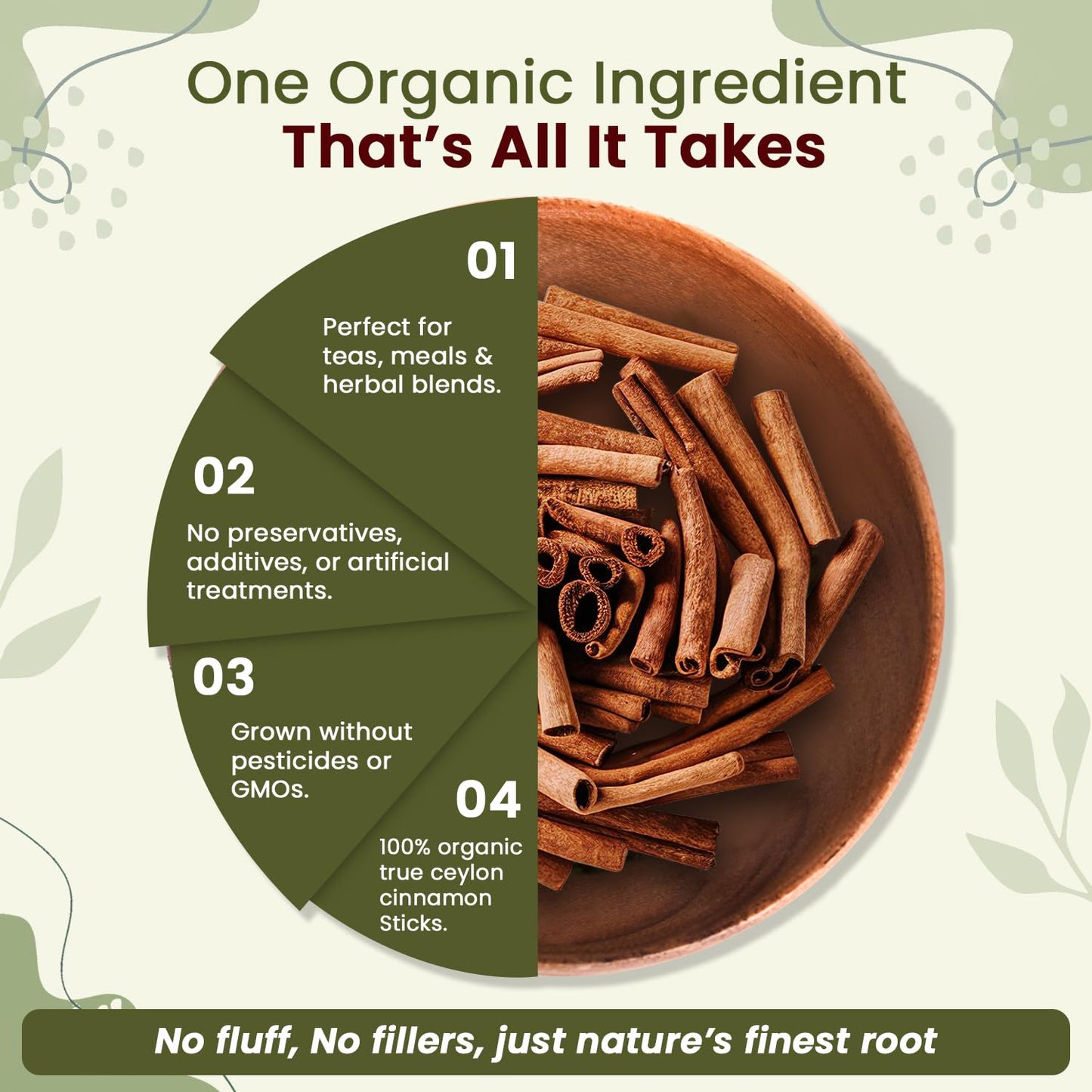 Organic Way True Ceylon Cinnamon Sticks (Cinnamomum Verum) - Organic & Kosher Certified | Raw, Vegan, Non Gmo & Gluten Free | Usda Certified | Origin - Sri Lanka (1/4Lbs / 4Oz)