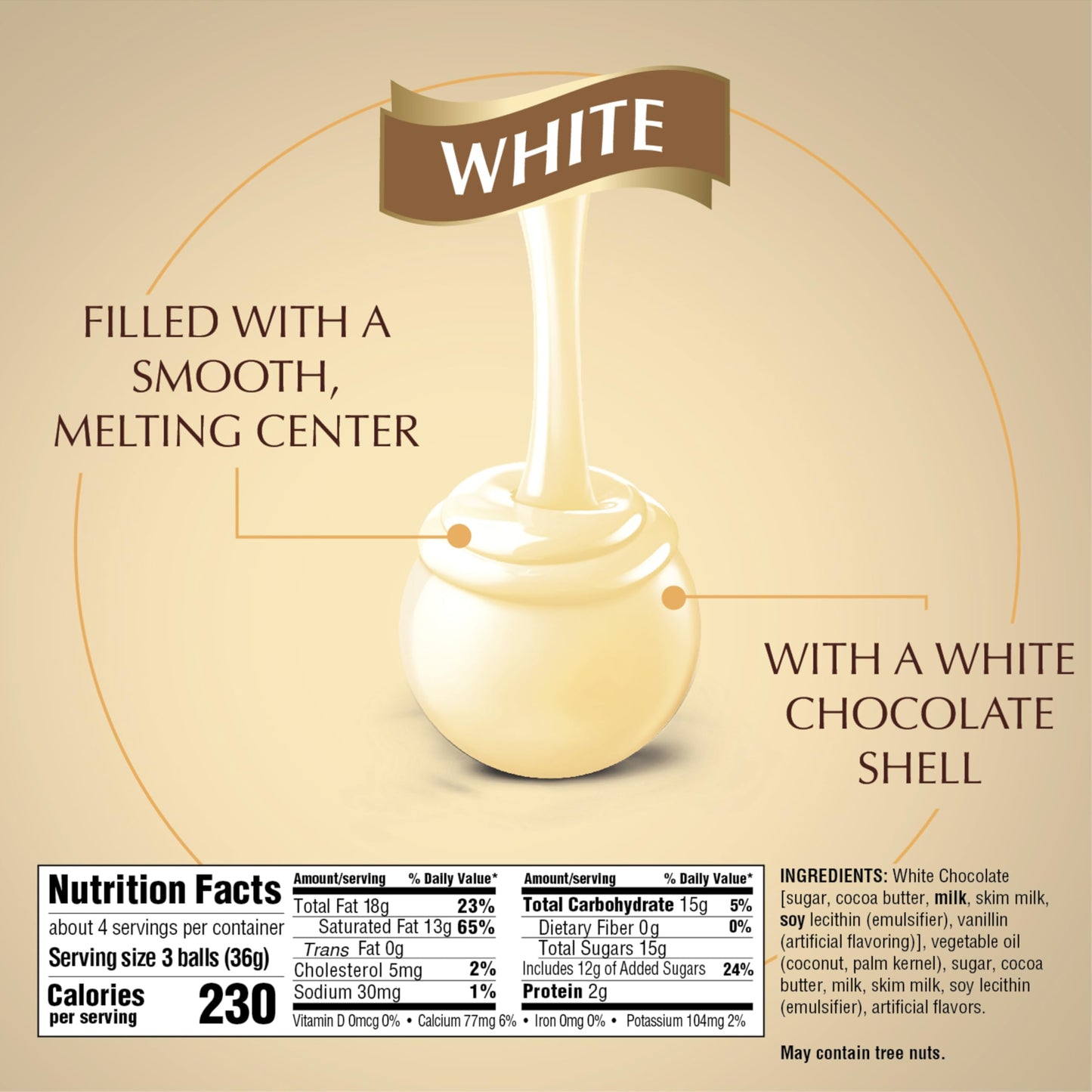 Lindt Lindor White Chocolate Candy Truffles, White Chocolate With Smooth, Melting Truffle Center, 5.1 Oz. Bag