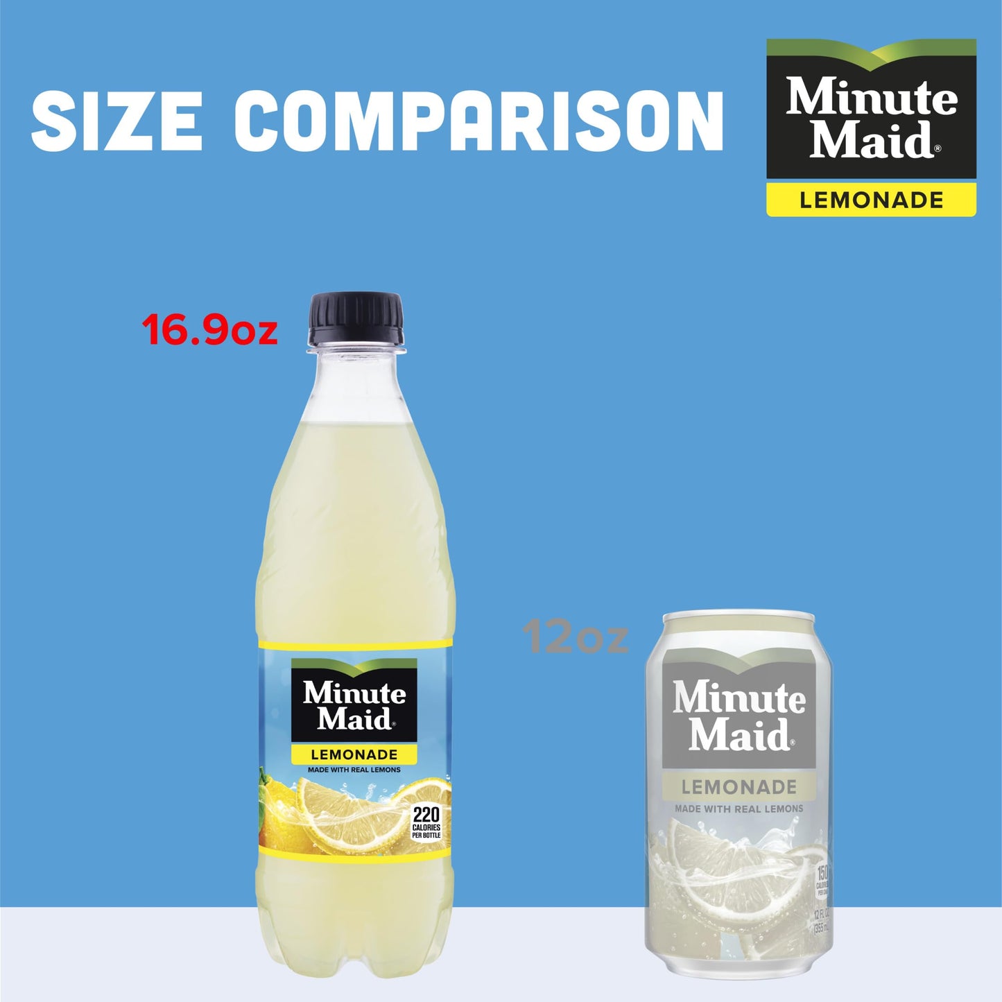 Minute Maid Lemonade, 16.9 fl oz, Pack of 6, Made with Real Lemons, Yellow