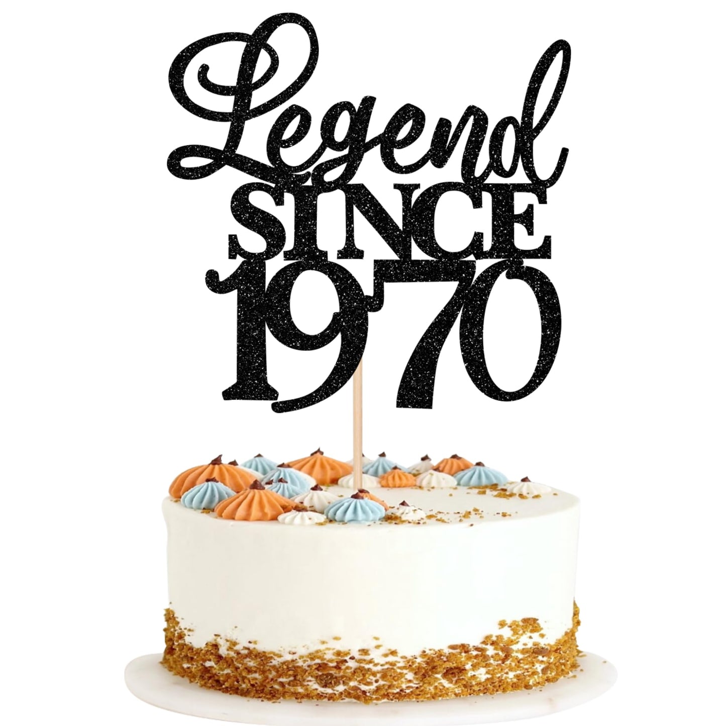 Rsstarxi Cake Topper, Glitter 55th Birthday Decoration, Black