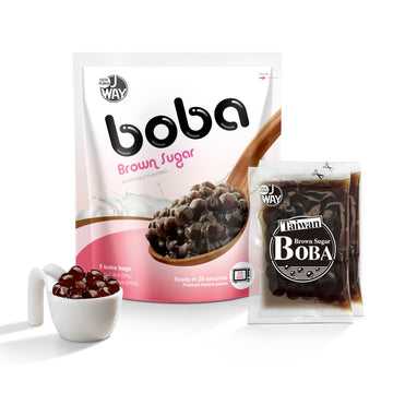 J WAY BOBA Authentic Instant Tapioca Boba Pearls for Milk Tea, Smoothies and Desserts, Brown Sugar Flavor (Ready in Just 20 Seco
