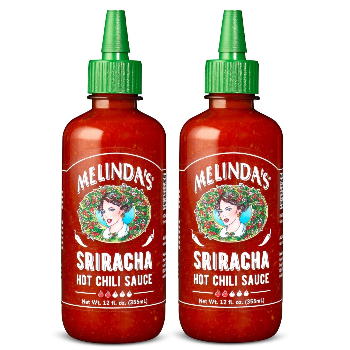 Melindas Sriracha Hot Sauce - Gourmet Fermented Red Jalapeños & Garlic - Keto, Kosher, Vegan - 12oz, Pack of 2
