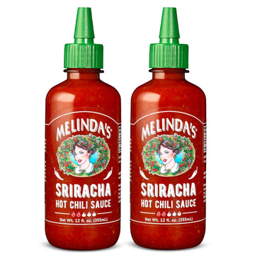 Melindas Sriracha Hot Sauce - Gourmet Fermented Red Jalapeños & Garlic - Keto, Kosher, Vegan - 12oz, Pack of 2