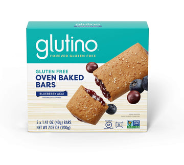 Glutino Gluten Free Oven Baked Bar, Blueberry Acai, Naturally Flavored, 5 Ct