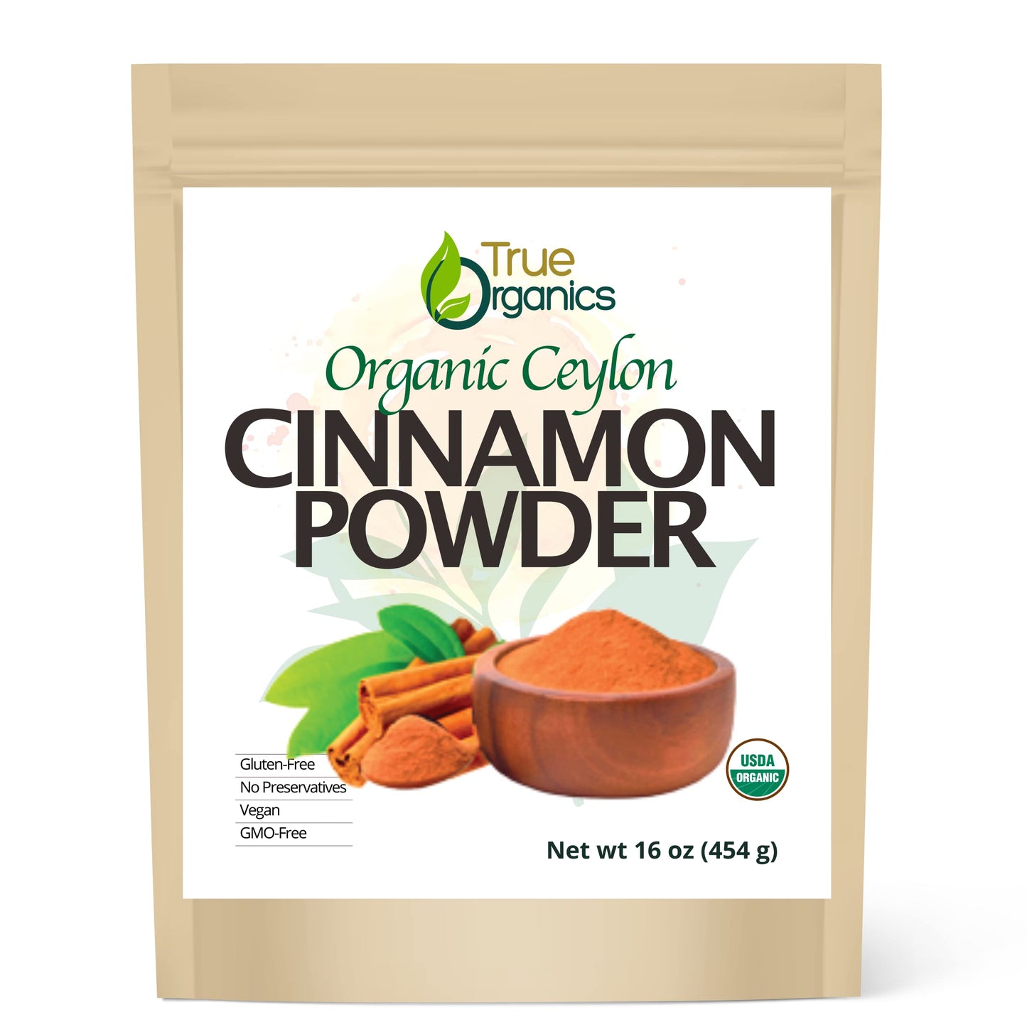 True Organic Ceylon Cinnamon Powder  1 lb  Gluten Free  USDA & Kosher Certified  Organic Cinnamon powder  Ground Cinnamon  Non-GMO  Ceylon enhanced Quality