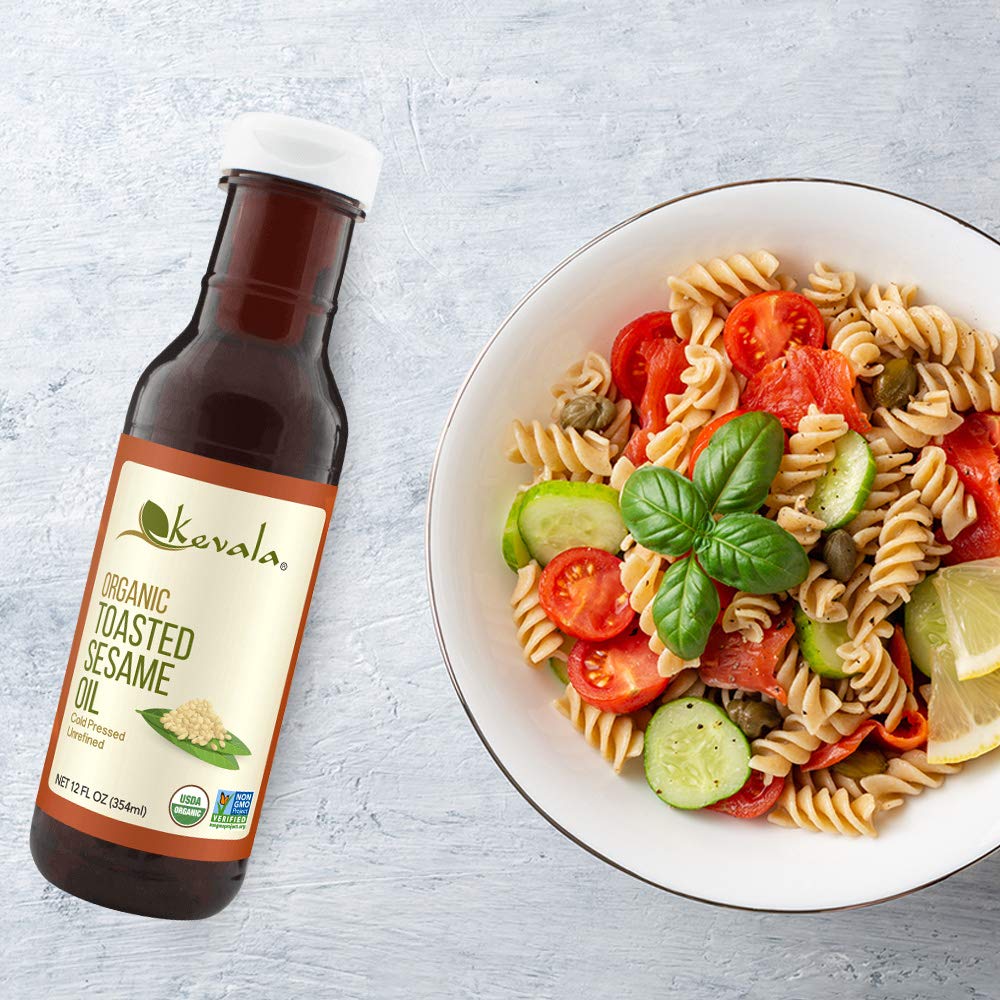 Kevala Organic Toasted Sesame Oil – 12 Oz – 354 Ml – Sesame Oil Toasted – Toasted Sesame Oil Cooking – Sesame Oil Food – Roasted Sesame Oil