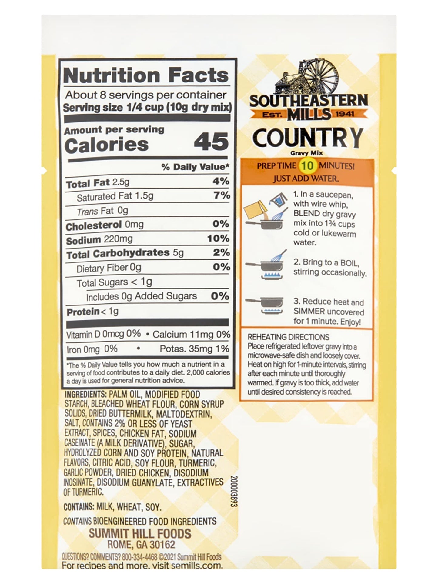 Southeastern Mills Country Gravy Mix, 2.75 oz