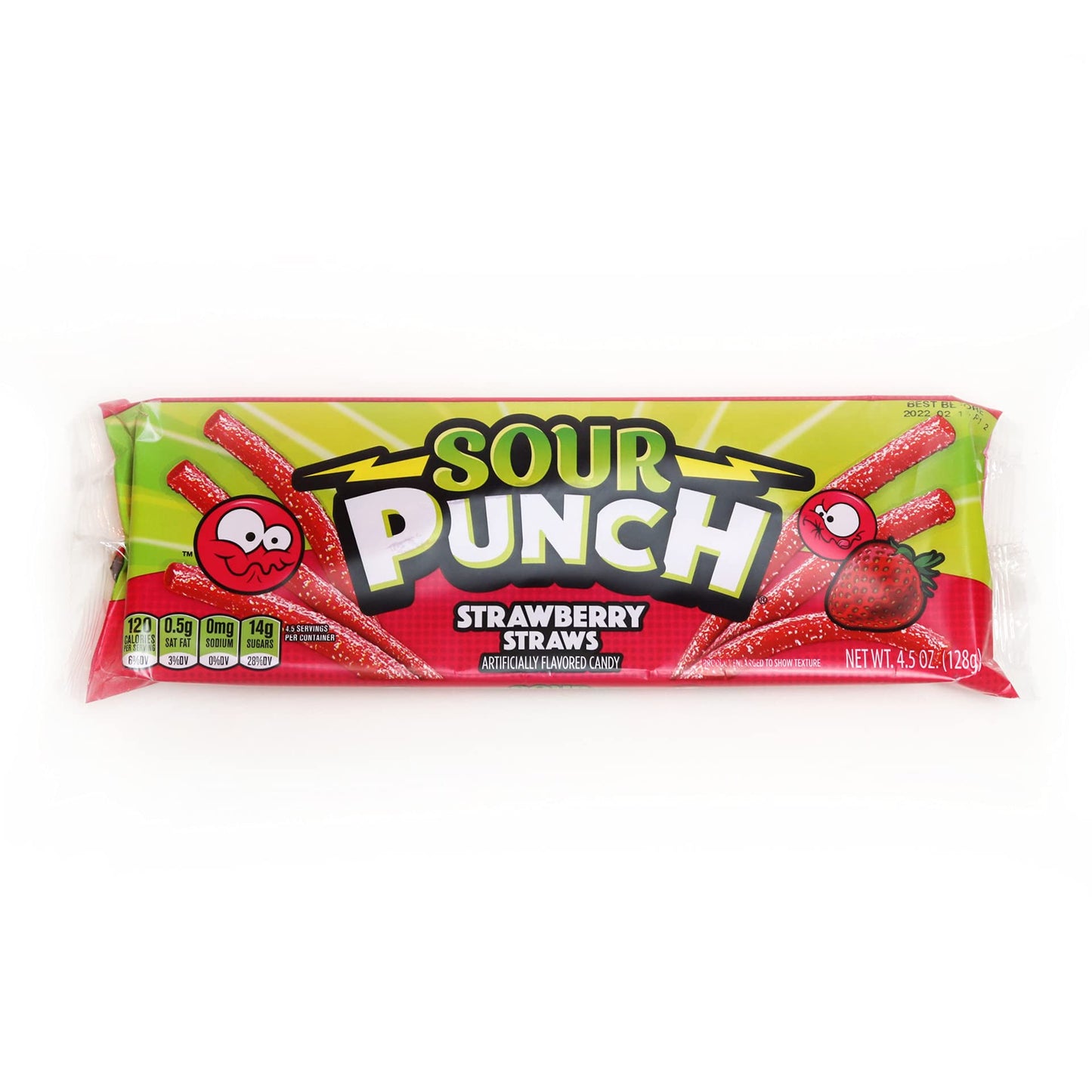 Sour Punch Straws, Sweet & Sour Strawberry Fruit Flavor, Chewy Candy, 4.5Oz Tray (12 Pack)