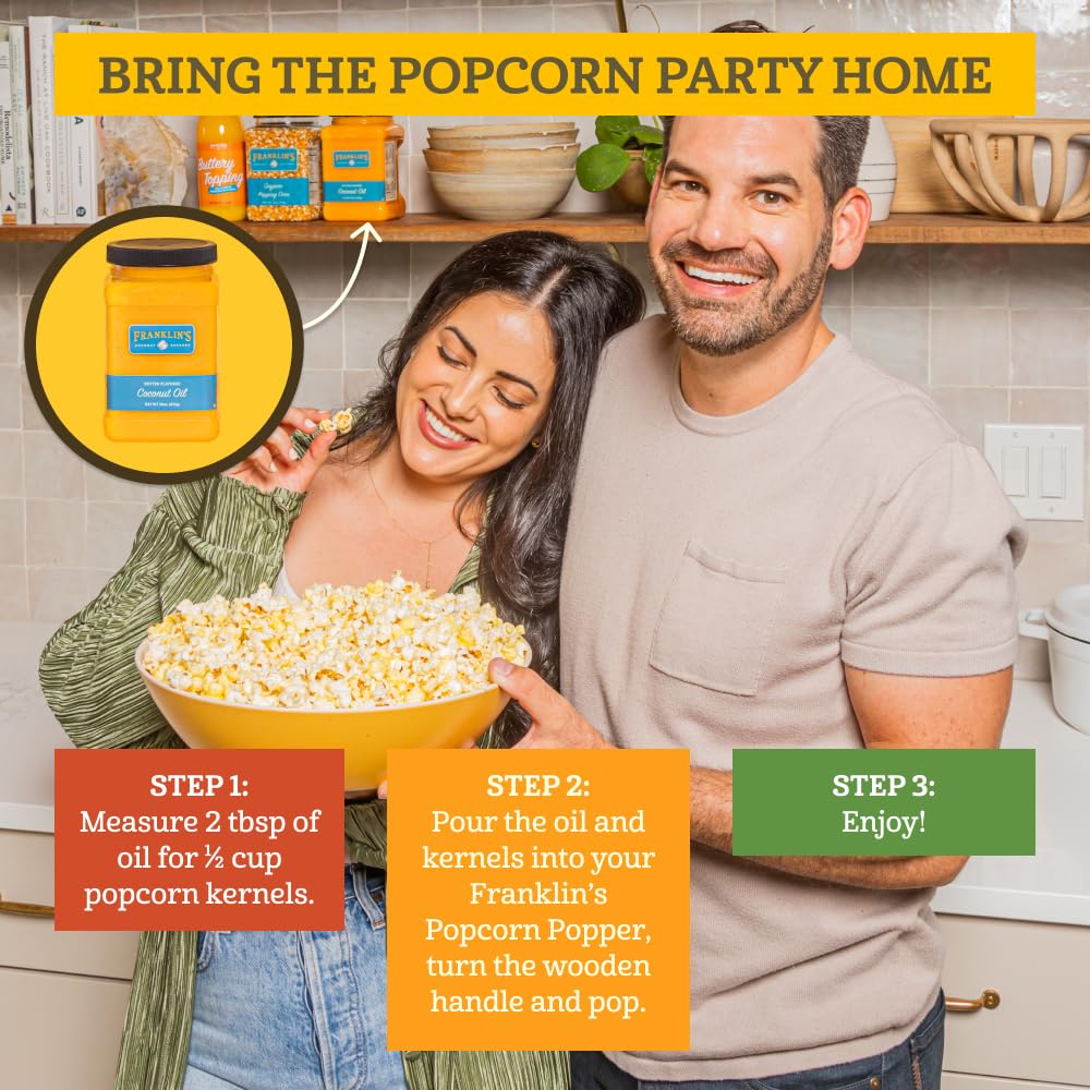 Franklins Gourmet Popcorn Butter Flavored Seasoning Salt & Coconut Oil - 32 oz. (Pack of 2) - Authentic Movie Theater Taste