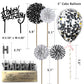 Iealods Black Cake Topper Decoration With Happy Birthday Candles, Acrylic Birthday Cake Topper, Confetti Balloon And Paper Fans