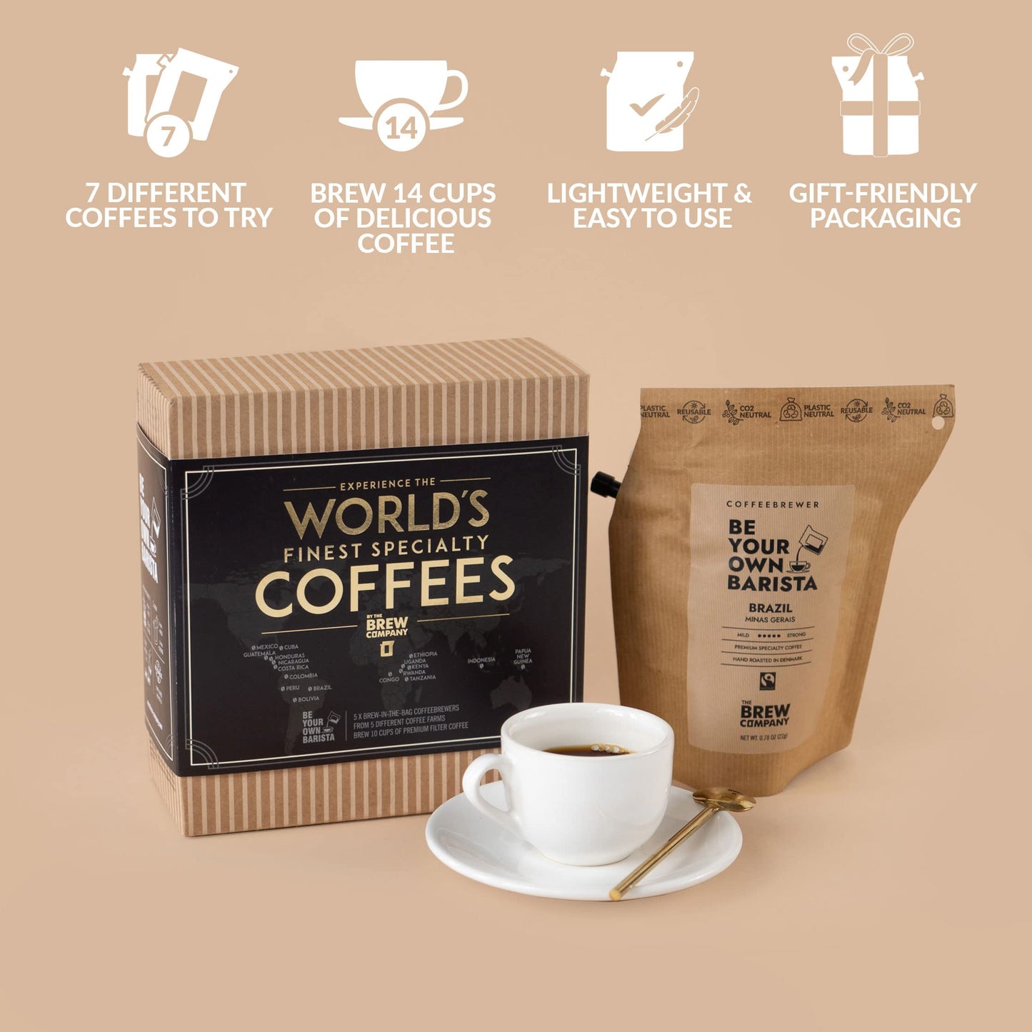 Original Gourmet Coffee Gift Set For Men & Women - 7 Worlds Finest Single Origin Specialty & Organic Coffees In Innovative Malt-Inspired | Sampler Box For Coffee Lover To Brew & Enjoy Anytime, Anywhere