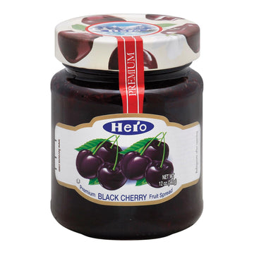 Hero Black Cherry Premium Fruit Spread Preserve,12 Ounce
