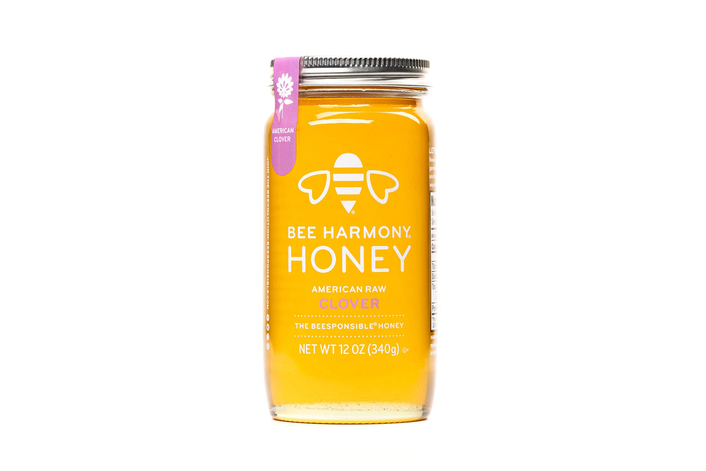 Bee Harmony Raw Clover Honey - 12 Ounce Jars (Pack of 2)