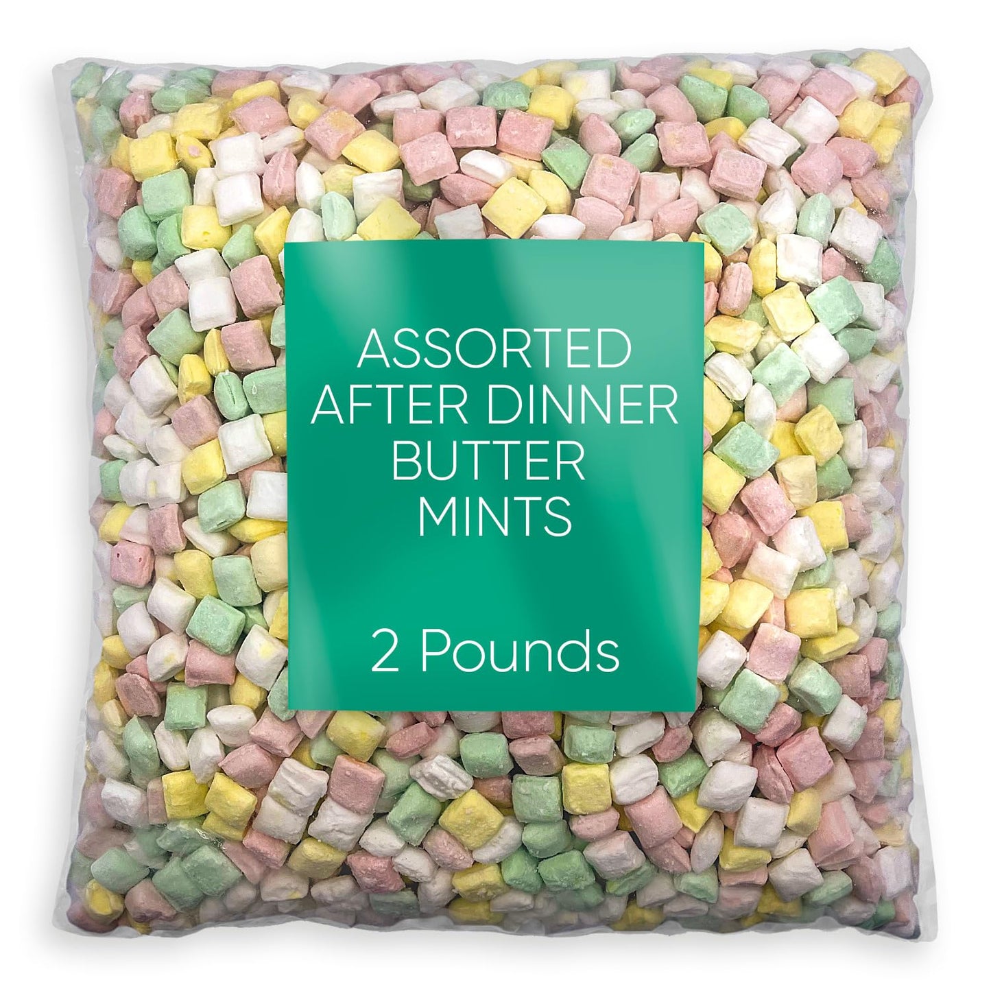 Assorted After Dinner Mints Candy Bulk - 2 Pounds Approx 250 Pillow Cube Candy Pastel Mints Soft Candy Pack - After Dinner Mints