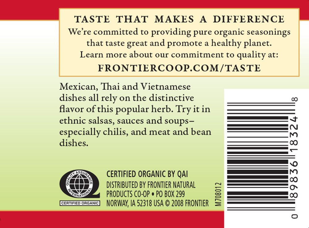 Frontier Organic Cilantro Leaf Flakes, 0.56-Ounce Container (Pack of 6)