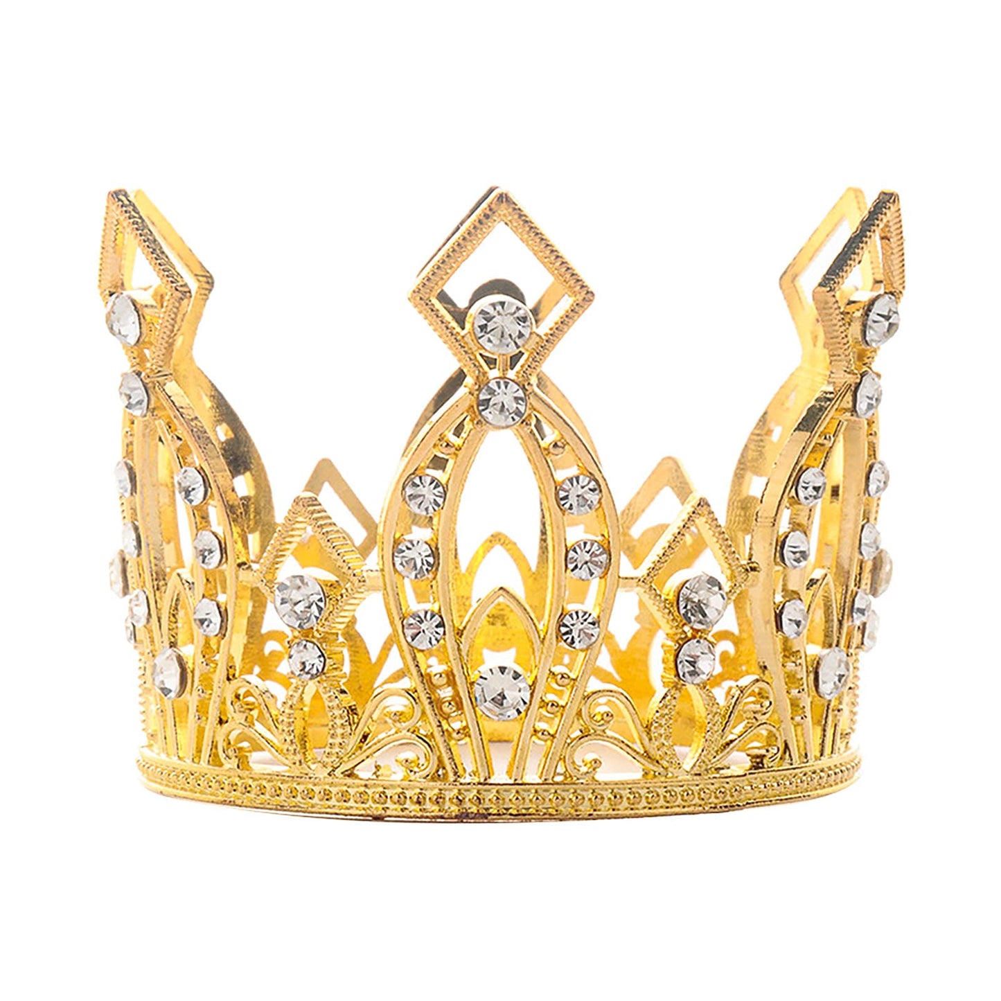 Creaides Mini Crown Cake Topper Princess And Prince Crystal Headpiece Tiara Rhinestone Crown Cake Decoration For Wedding Birthda