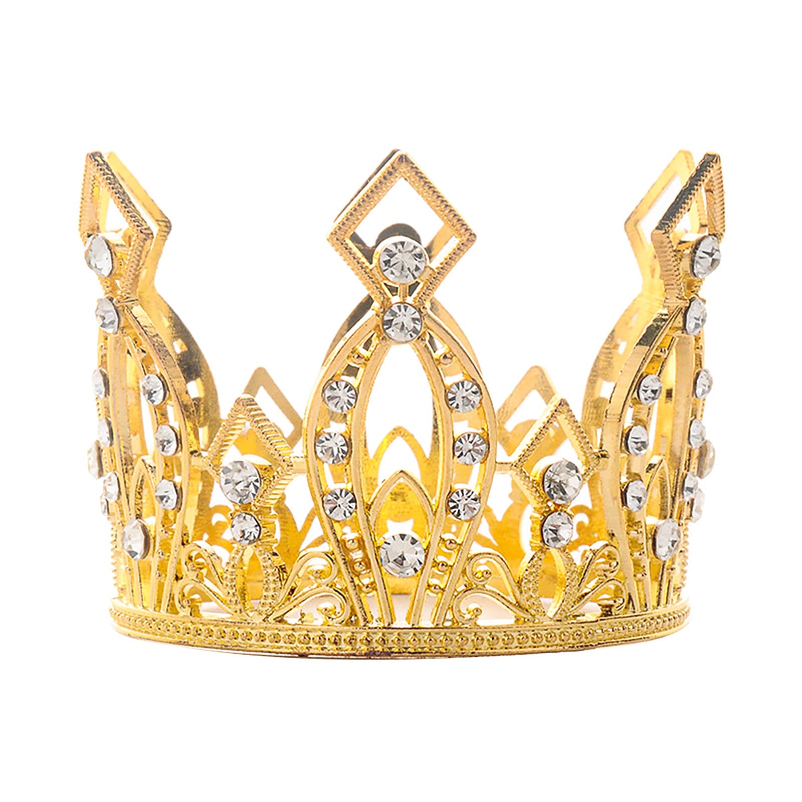 Creaides Mini Crown Cake Topper Princess And Prince Crystal Headpiece Tiara Rhinestone Crown Cake Decoration For Wedding Birthda