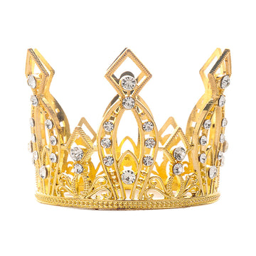 Creaides Mini Crown Cake Topper Princess And Prince Crystal Headpiece Tiara Rhinestone Crown Cake Decoration For Wedding Birthda