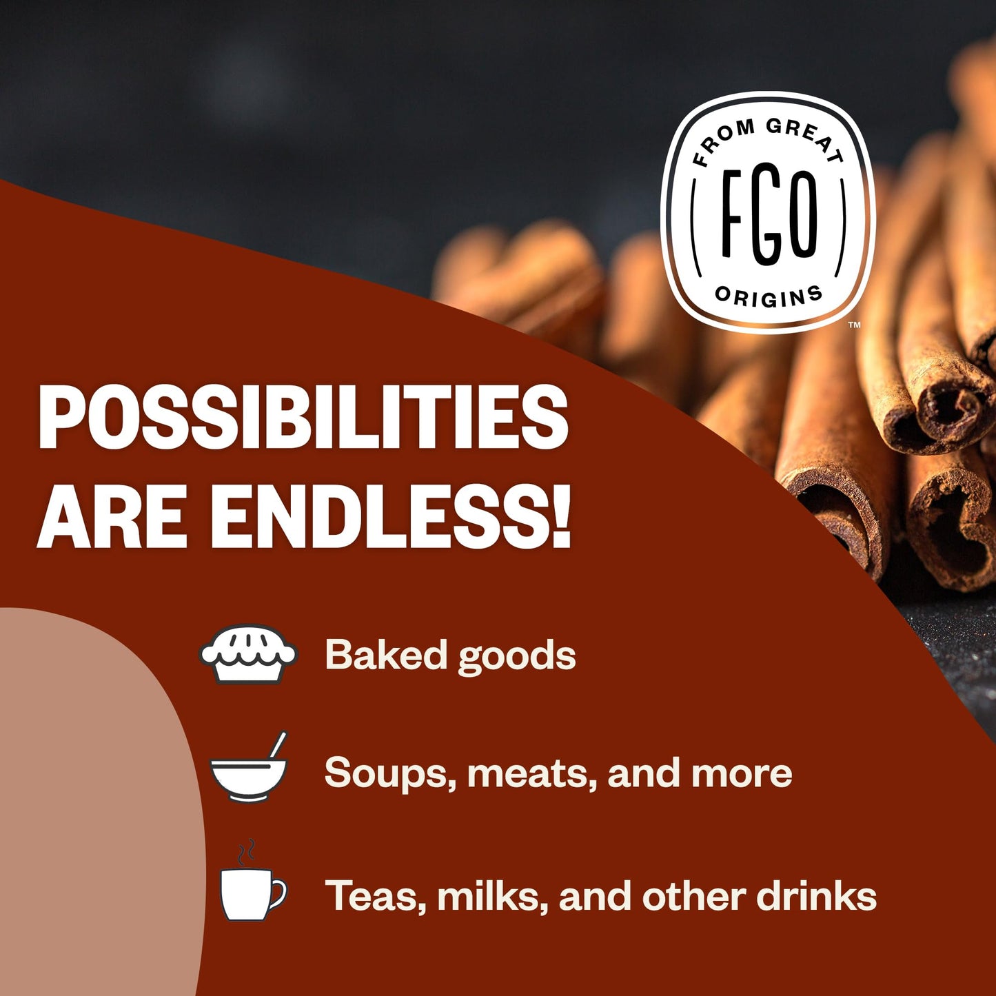 FGO Organic Korintje Cinnamon Sticks, 100% Raw from Indonesia, 25+ Sticks 2 3/4'', Packaging May Vary (Pack of 1)