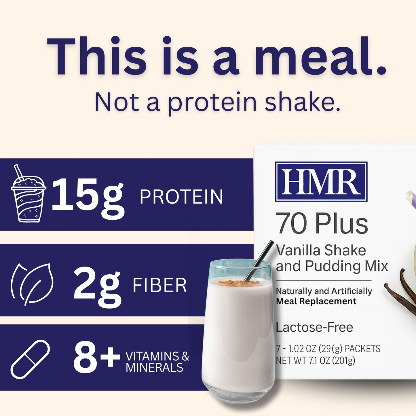 HMR 70 Plus Shake & Pudding Mix | Meal Replacement Powder | Lactose-Free | 15g Protein | Easy to Make | Low Calorie (7.35 Ounce