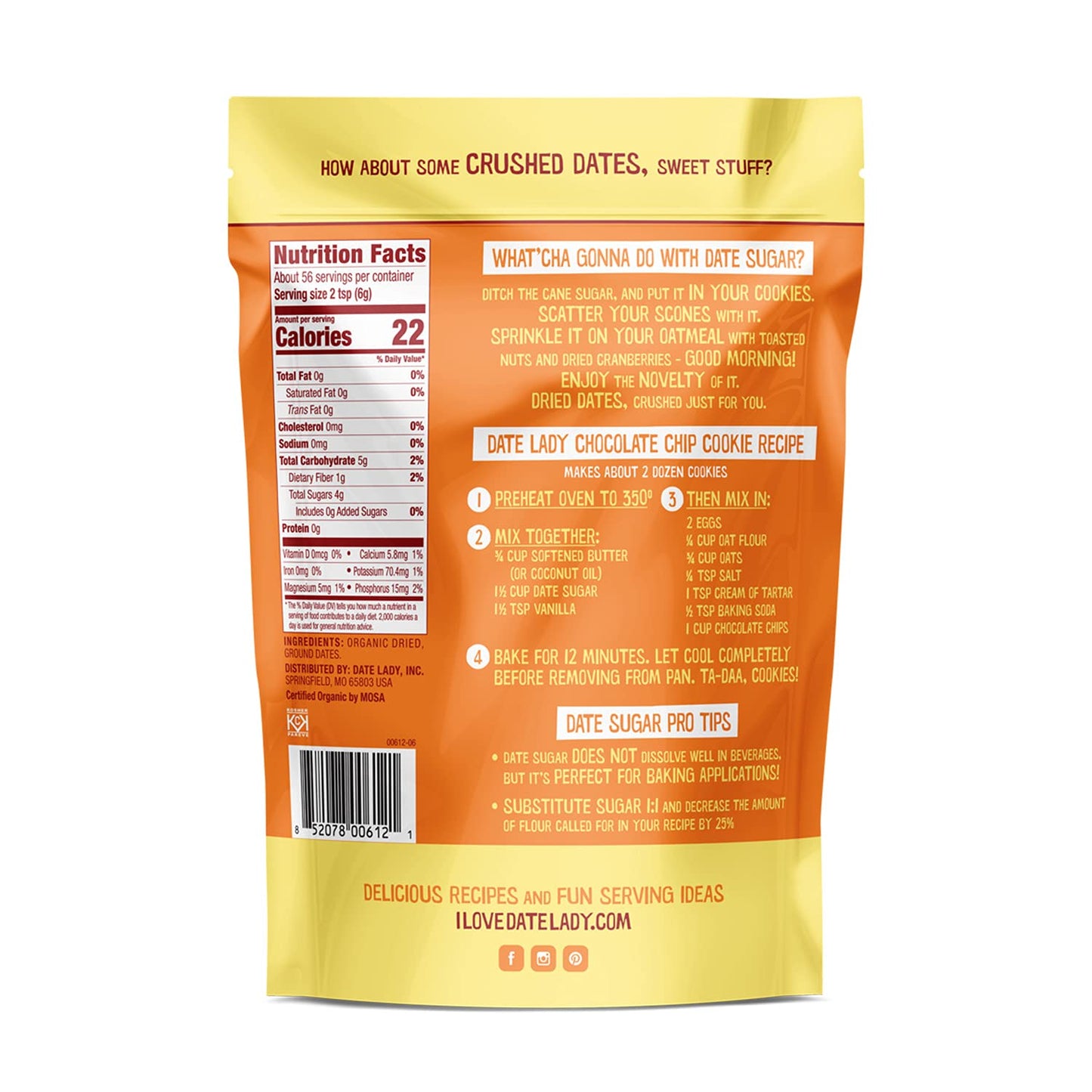 Organic Date Sugar, 1.5 lb | 100% Whole Food | Vegan, Paleo, Gluten-free & Kosher | 100% Ground Dates | Sugar Substitute and Alt