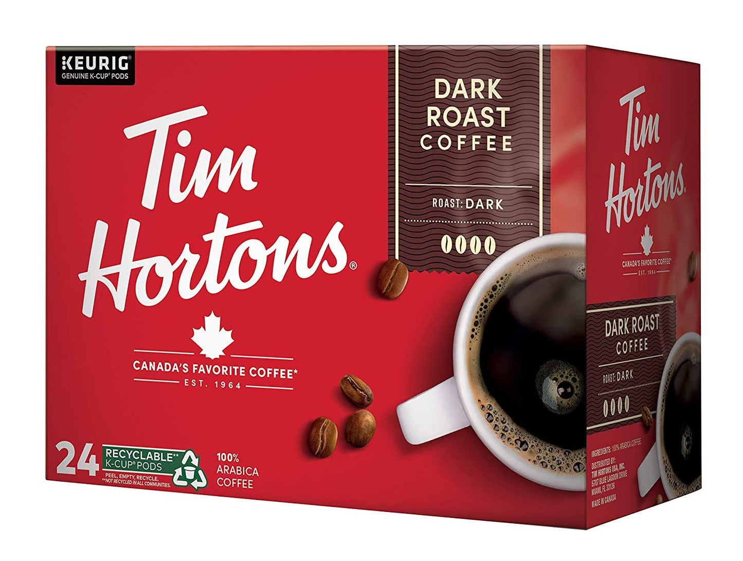 Tim Hortons Dark Roast Coffee, Single-Serve K-Cup Pods Compatible with Keurig malt-inspired, 24ct K-Cups