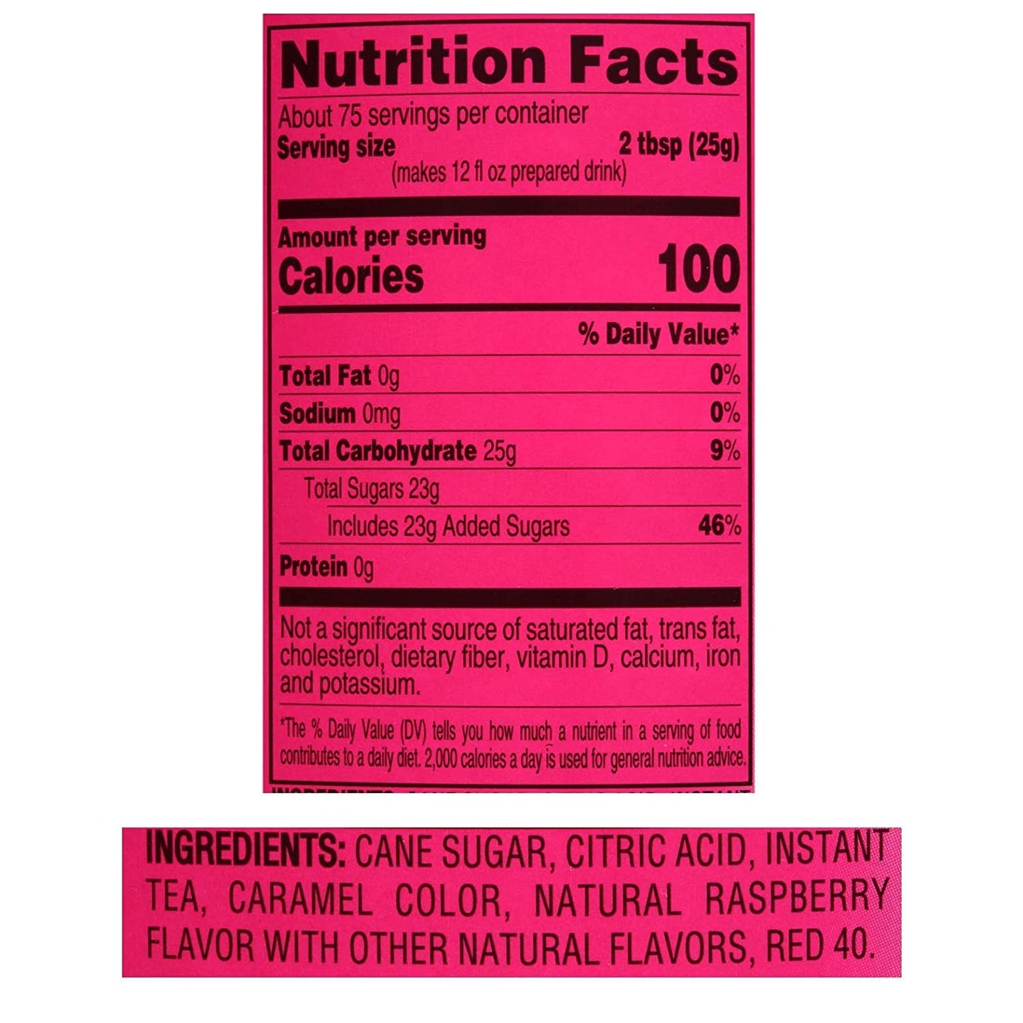 4C Powdered Drink Mix Cannisters, Raspberry Tea 3 Pack, 28 Quarts, Family Sized Cannister, Thirst Quenching & Refreshing Flavors