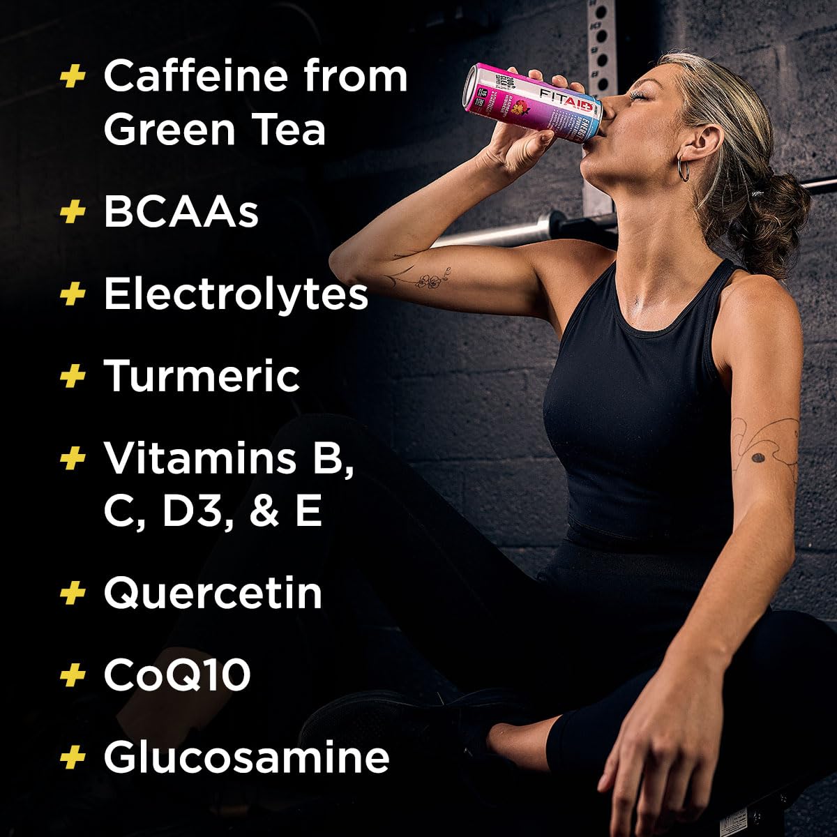 LIFEAID FITAID ENERGY Drink, 200mg Natural Caffeine, Raspberry Hibiscus, 12 Fl Oz (Pack of 12)