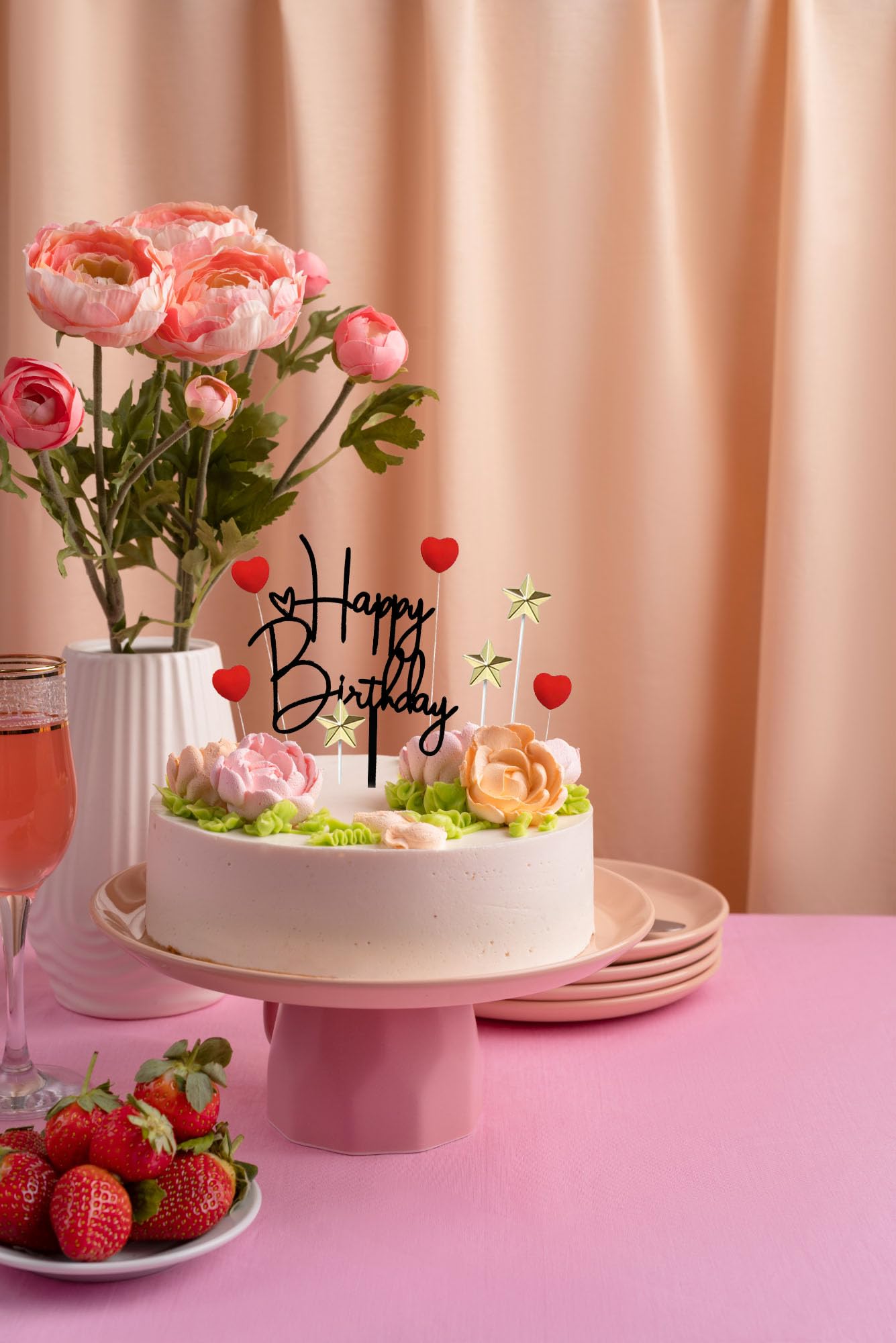 Happy Birthday Cake Topper Cake Decoration Birthday Cake Supplies (Love Stars Cake Topper)