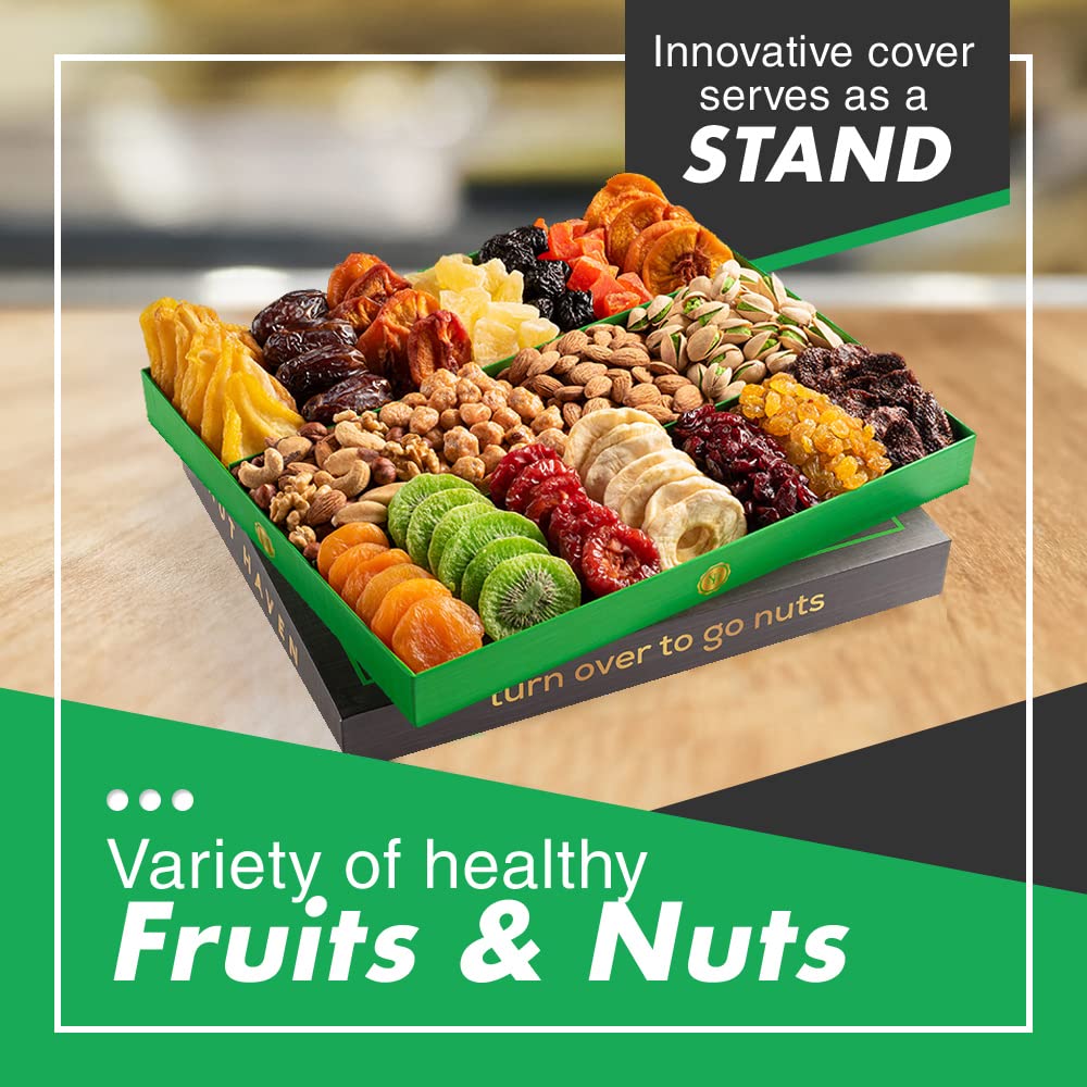 Thanksgiving Dried Fruit & Nuts Gift Basket - Extra Large S Of 18 Food Tray - Assorted Food Gift Box For Christmas, Holiday, Family, Sympathy, Men & Women.