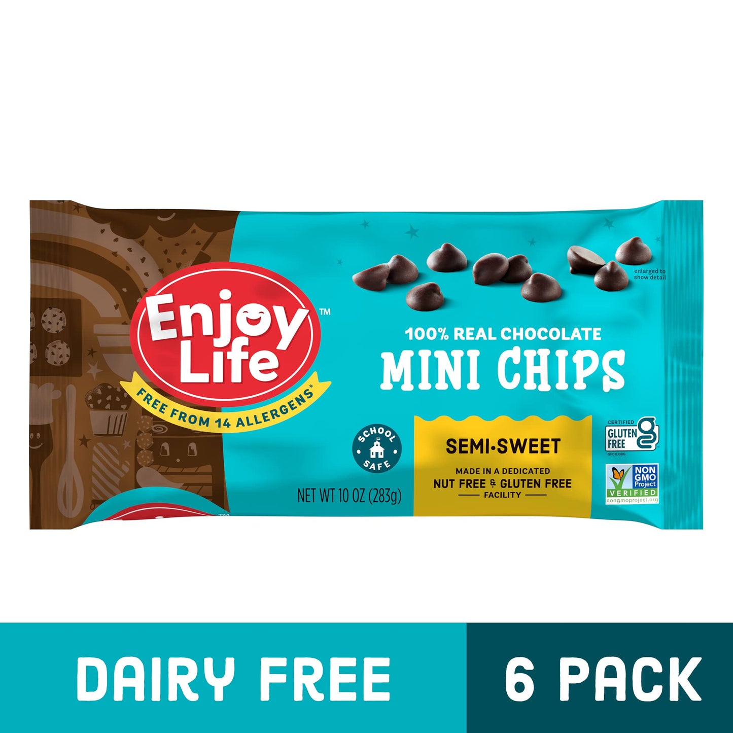 Enjoy Life Foods Semi-Sweet Mini Baking Chocolate Chips, 60 Ounce (Pack of 6)