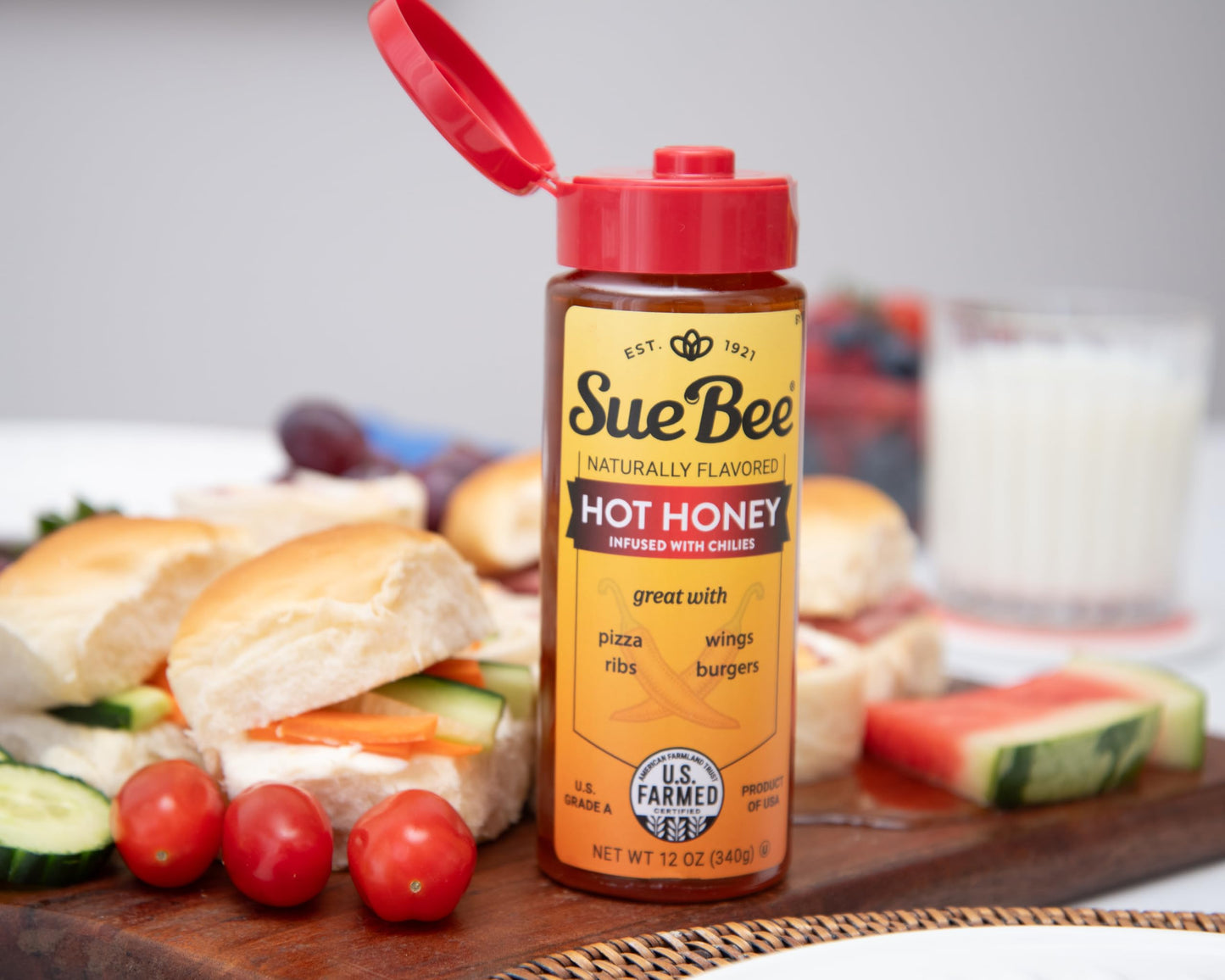 Sue Bee Hot Honey Infusion, Chili Infused, 12 Ounce, Ideal for Ribs, Wings, Burgers