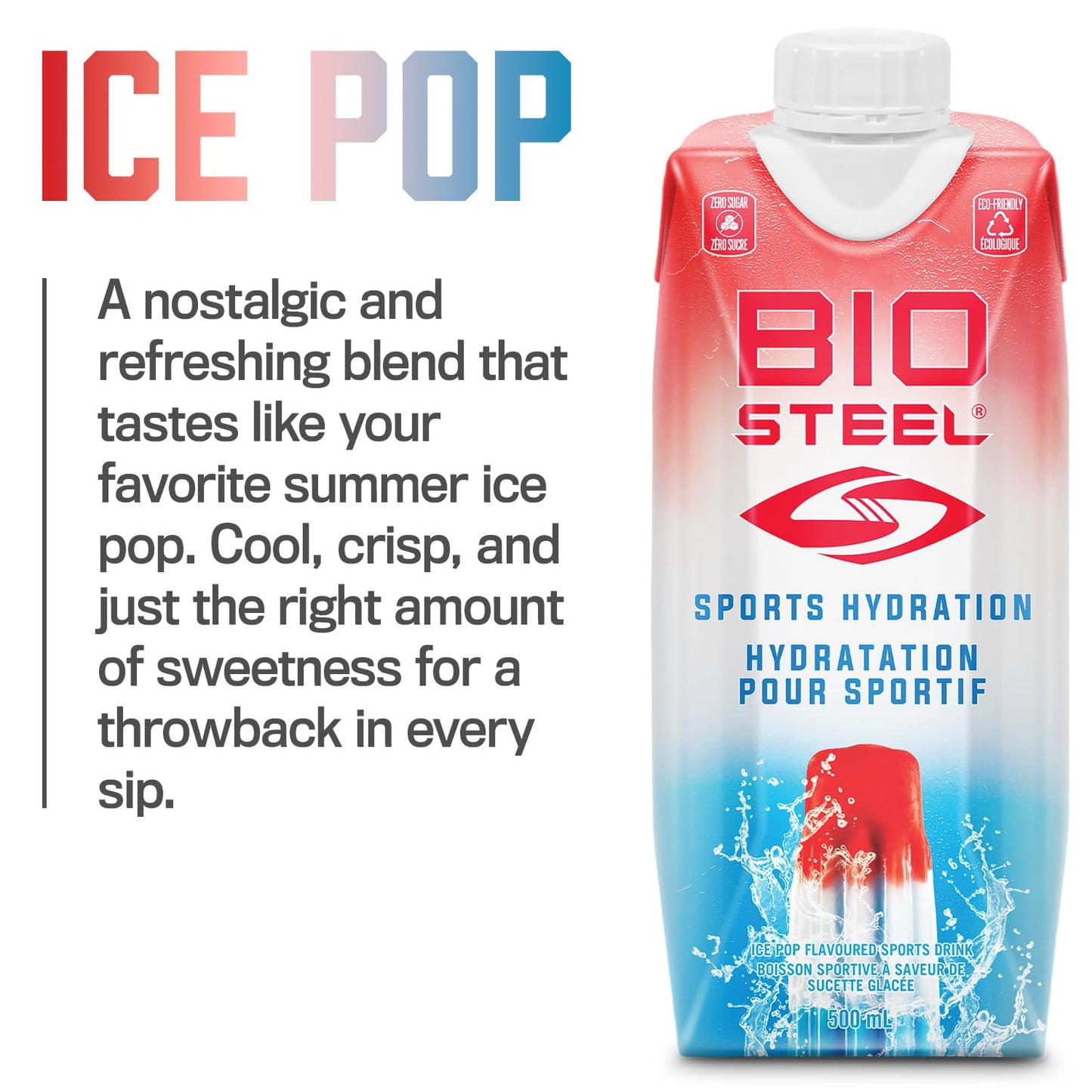 Biosteel Sports Drink, Great Tasting Hydration With 5 Essential Electrolytes, Ice Pop Flavor, 16.7 Fluid Ounces, 12-Pack