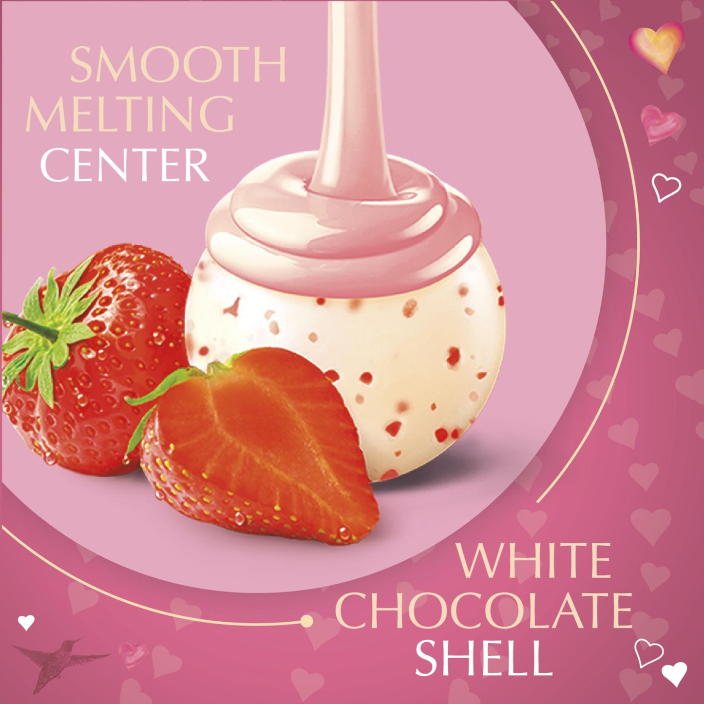 Lindt Lindor Valentine'S Strawberries And Cream White Chocolate Candy Truffles Mini Bag, 0.8 Oz. Bag, Case Of 24