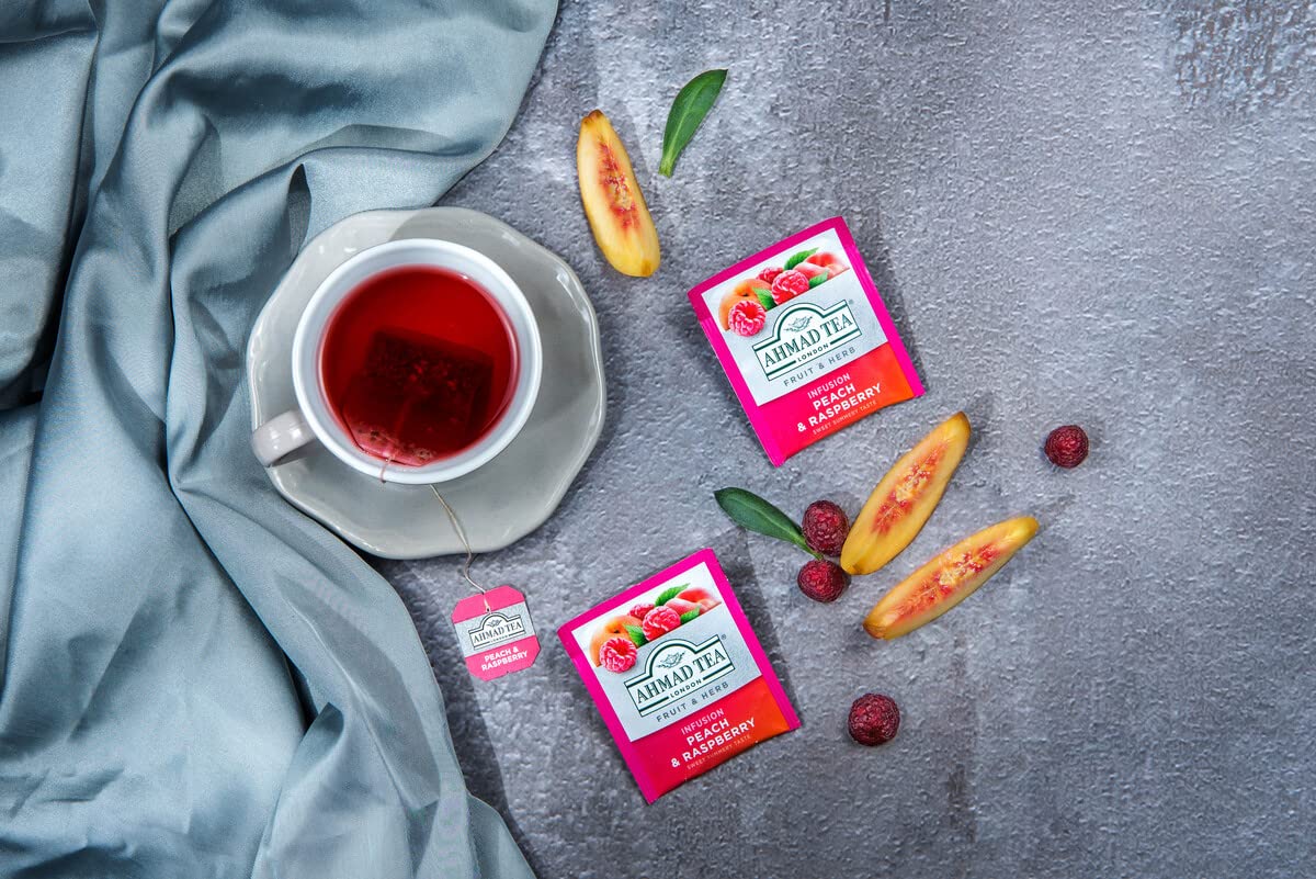 Ahmad Tea Infusions Peach Raspberry Teabags - Decaffeinated, Sugar-Free, 20 Count