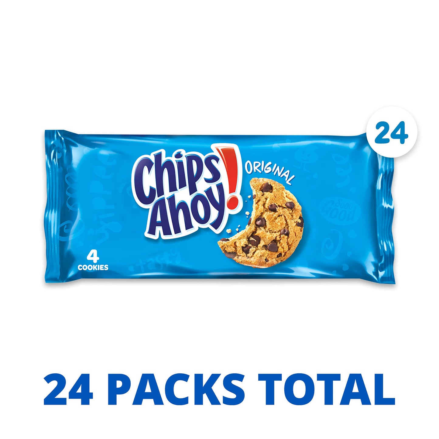 CHIPS AHOY! Original Chocolate Chip Cookies, 24 Total Snack Packs, 4 Boxes (4 Cookies Per Pack)