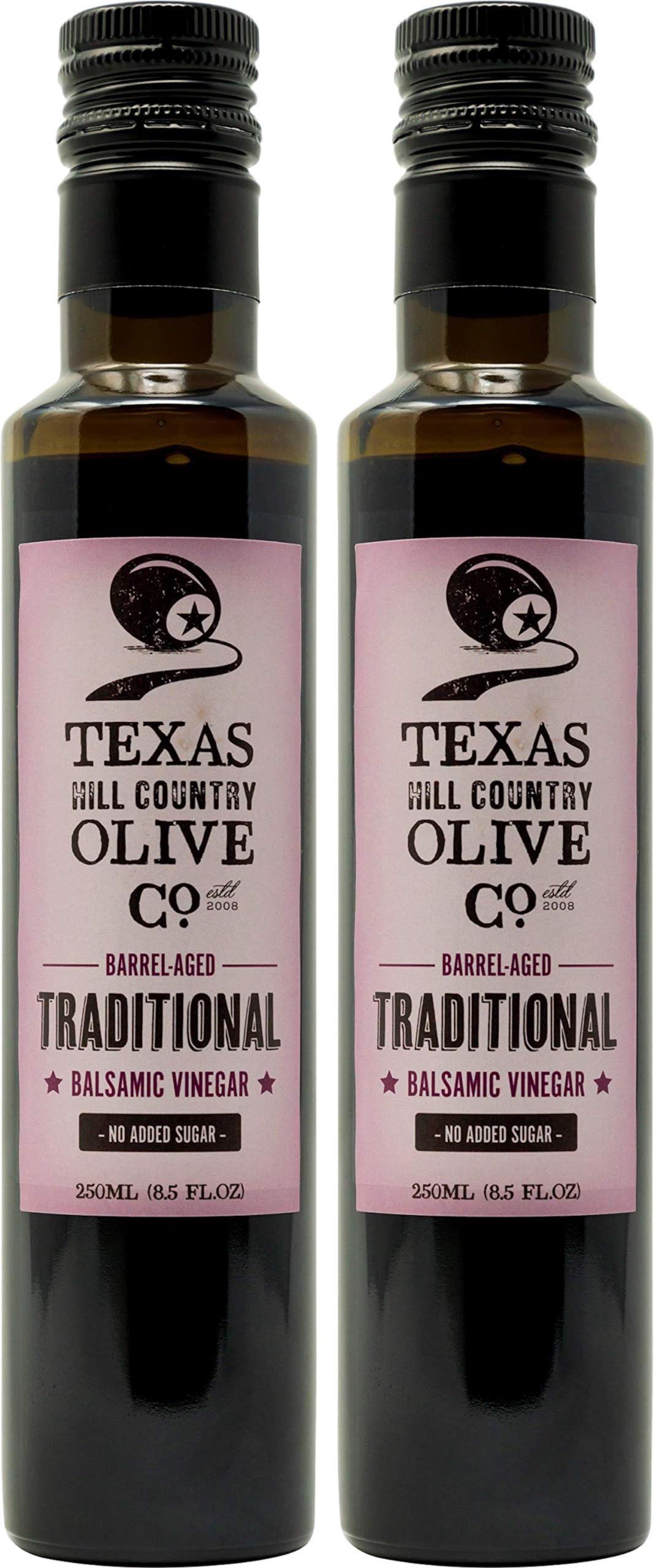 Texas Hill Country Olive Company Balsamic Vinegar - Gourmet Barrel Aged, No Artificial Flavors, 8.45 Fl Oz (Pack of 2)