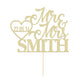 EDSG Personalized Wedding Cake Toppers, Double-Sided Glitter Paper, 7x4.7, Champagne Gold, Custom Name & Date