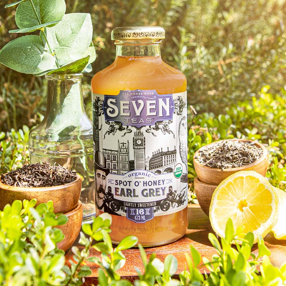 Seven Teas Organic Bottled Iced Tea, OHoney Earl Grey, 16 FL OZ (Pack of 12)