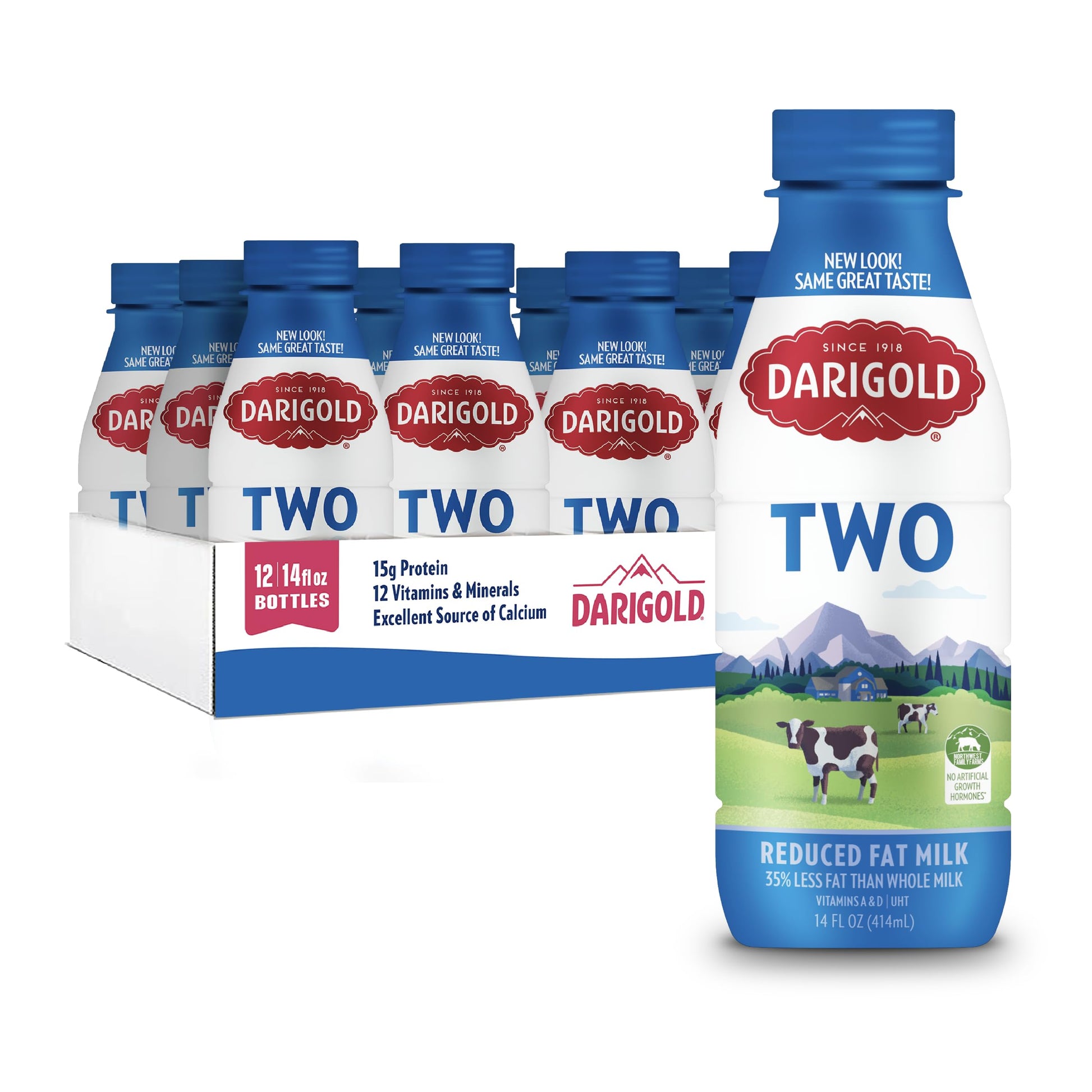 Darigold Milk 2 Percent  Reduced Fat Shelf Stable Milk with 12 Essential Nutrients  15g Protein  rsBT Free - 14oz  12 Pack (Two Percent)