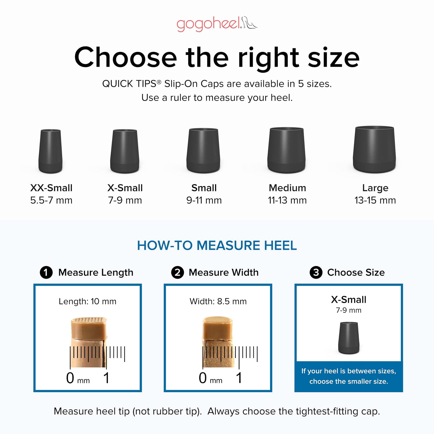 Gogoheel Quick Tips - The Original High Heel Protector & Heel Repair Caps - 2 Pairs (X-Small, Small, Taupe)