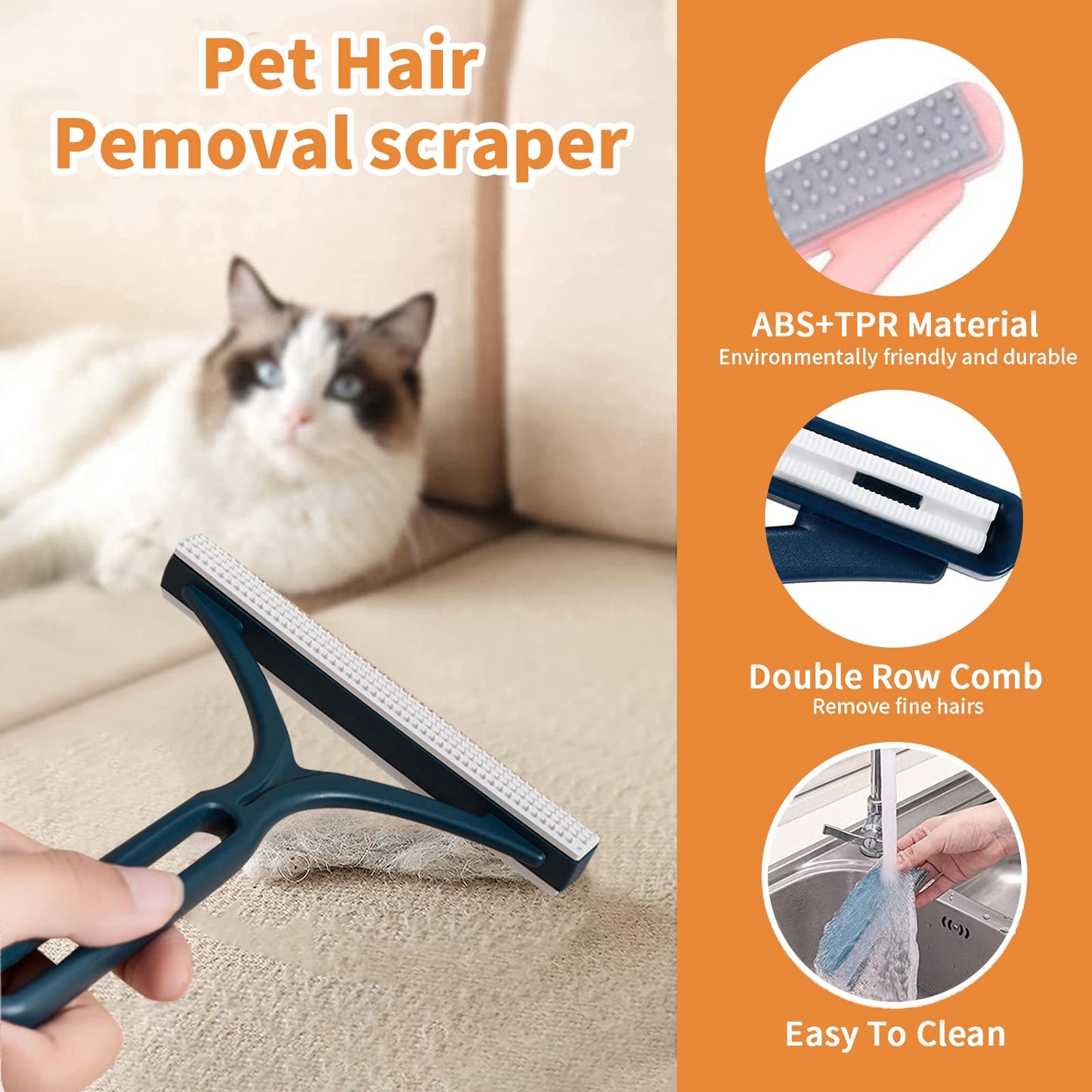 Pet Hair Remover - Special Dog Hair Remover Multi Fabric Edge And Carpet Scraper - Pet Hair Remover For Couch, Furniture Carpet,