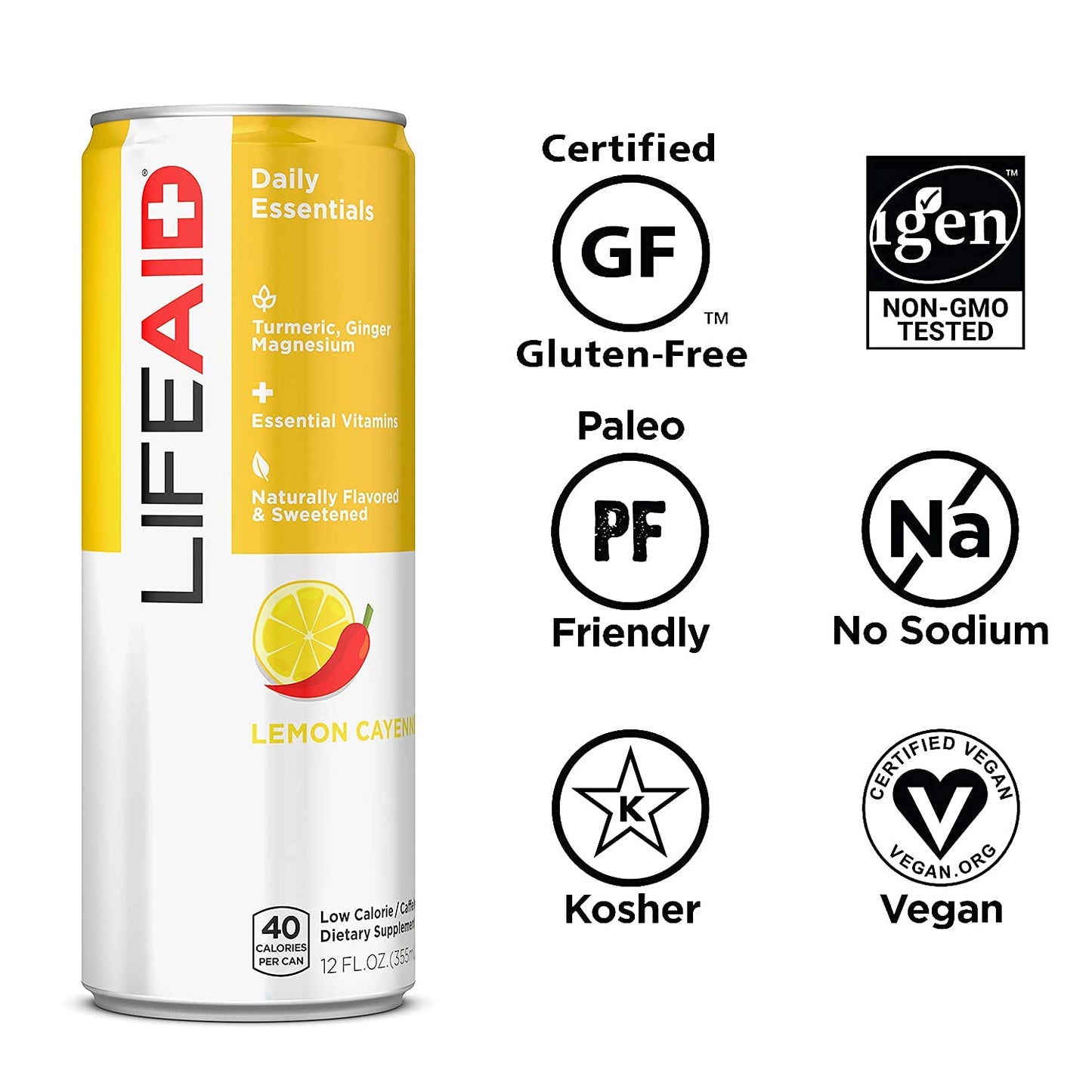 LIFEAID Vitality Blend Healthy Soda Replacement, Turmeric, Vitamin C, 12 Fl Oz, Vegan, GF, Lifeaid Thrive