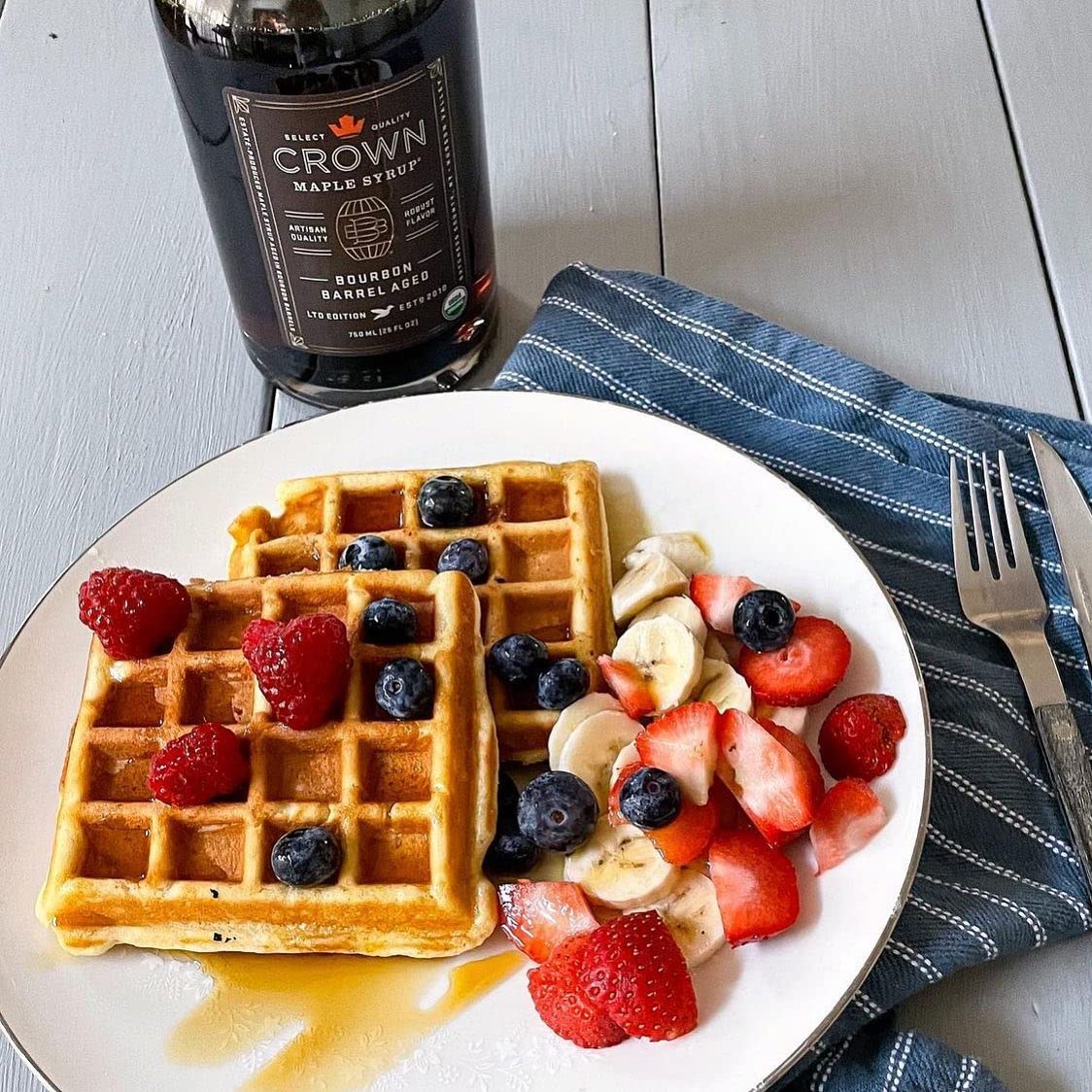 Crown Maple Organic Maple Syrup, spirit-inspired flavor Barrel Aged, 25 Fl Oz, Ideal for Pancakes, Cocktails, Marinades, and Sauces