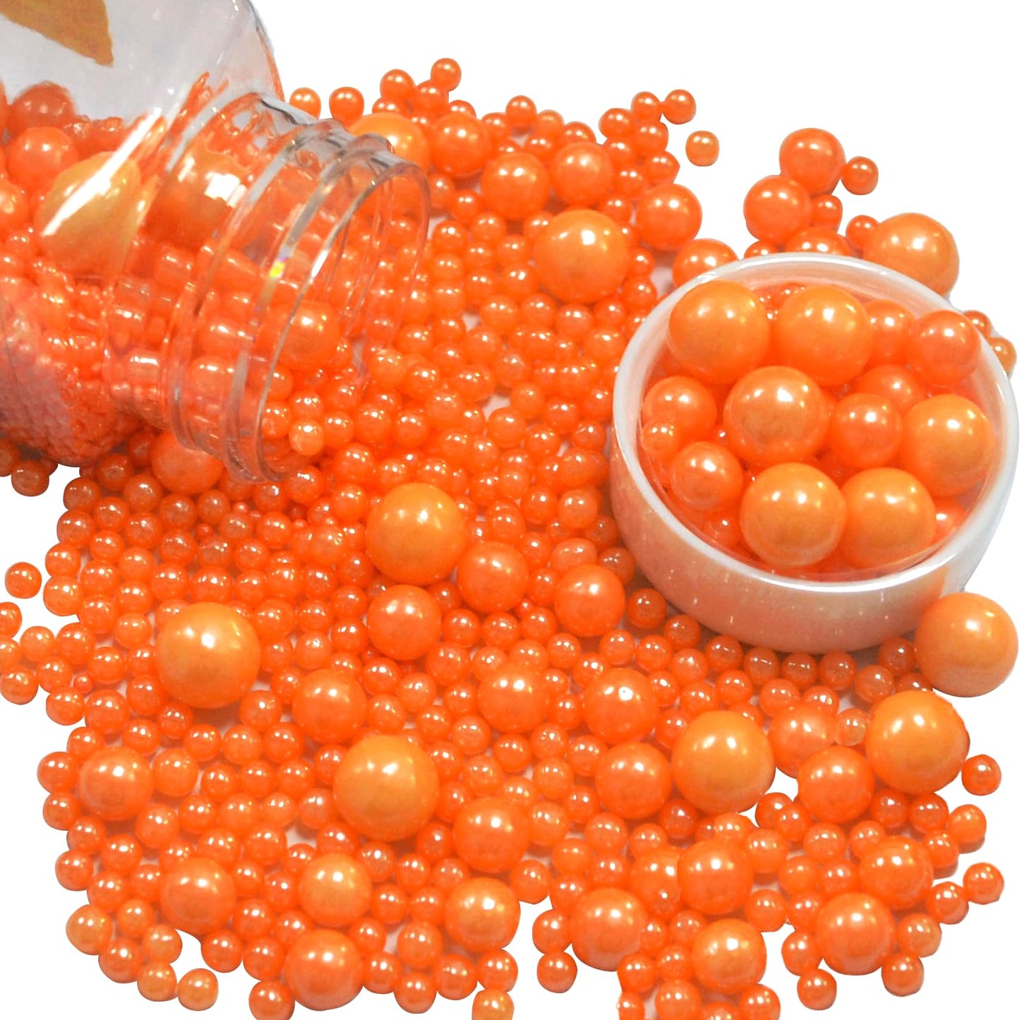 Sentovac Orange Pearl Sprinkles Edible Sugar For Cake Decorating Fancy Sprinkles Cake Topper Cupcake Cookie Baking Decorations Halloween Christmas Valentine'S Day Wedding Supplies