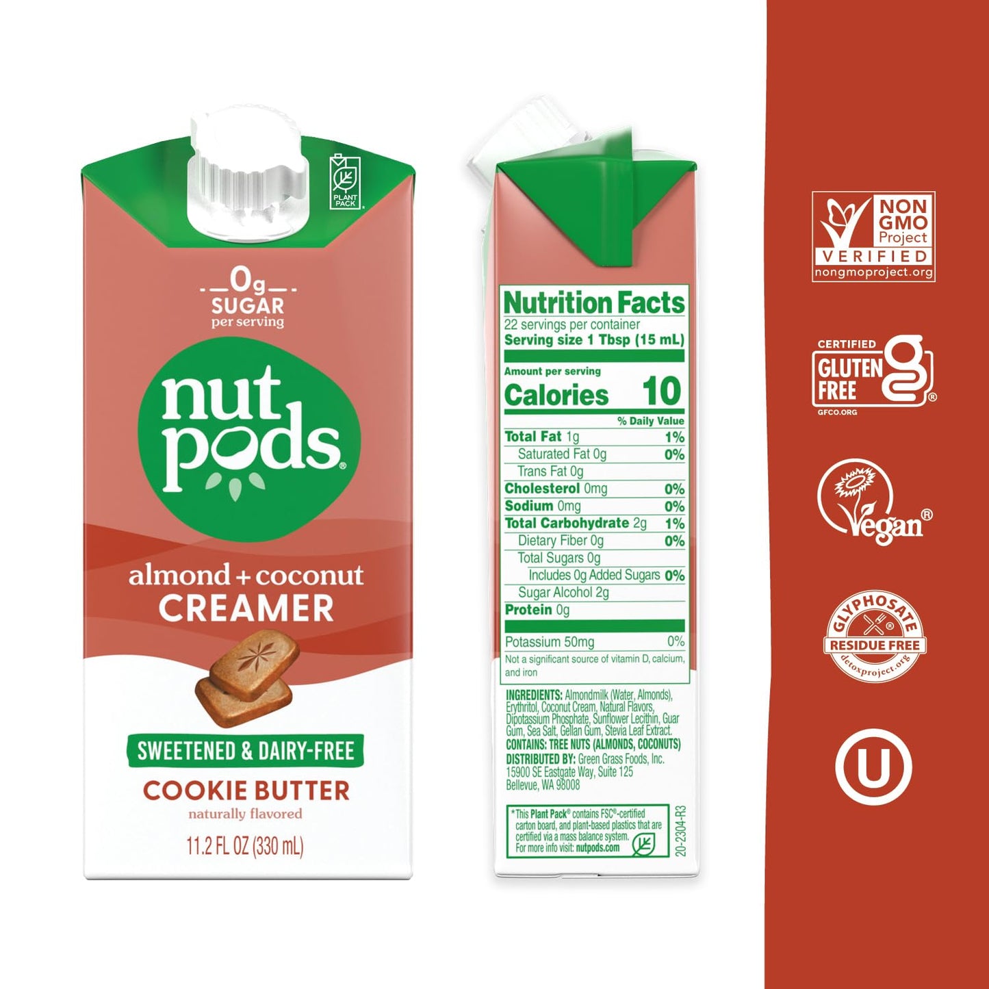 Nutpods Cookie Butter Keto Coffee Creamer - Sweetened Non Dairy Creamer With Zero Sugar - 5 Calories And Zero Net Carbs Per Serving - Gluten Free, Non-Gmo, Vegan, Sugar Free, Kosher (3-Pack)