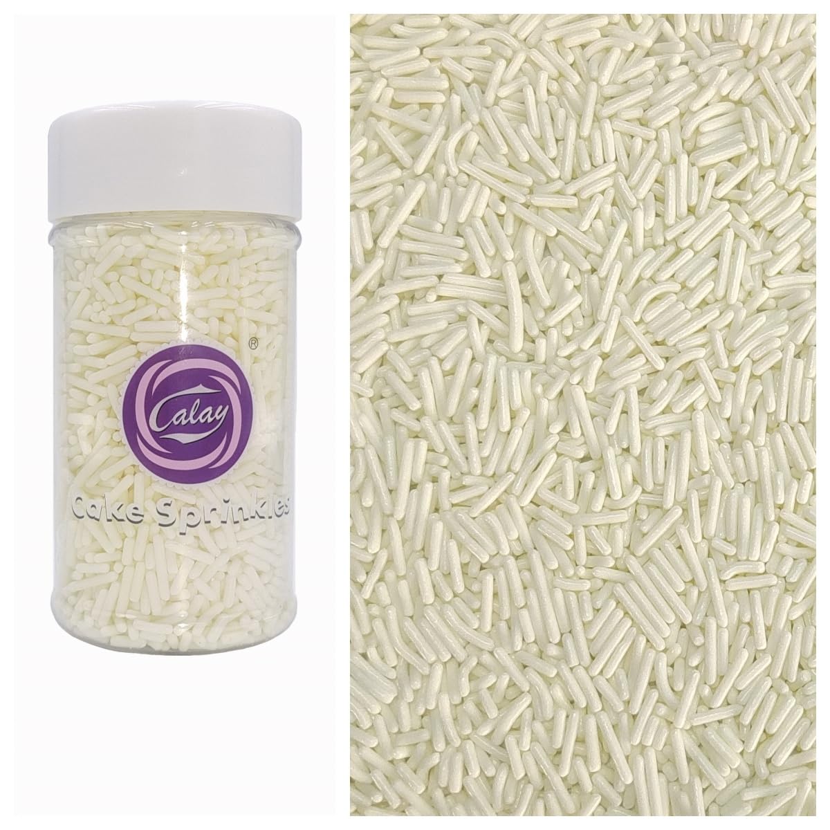 Sentovac Edible White Jimmies Sprinkles for Cake Decorating Baking | Cupcake Cookie and Ice Cream Toppers Cake Decorations| Cele
