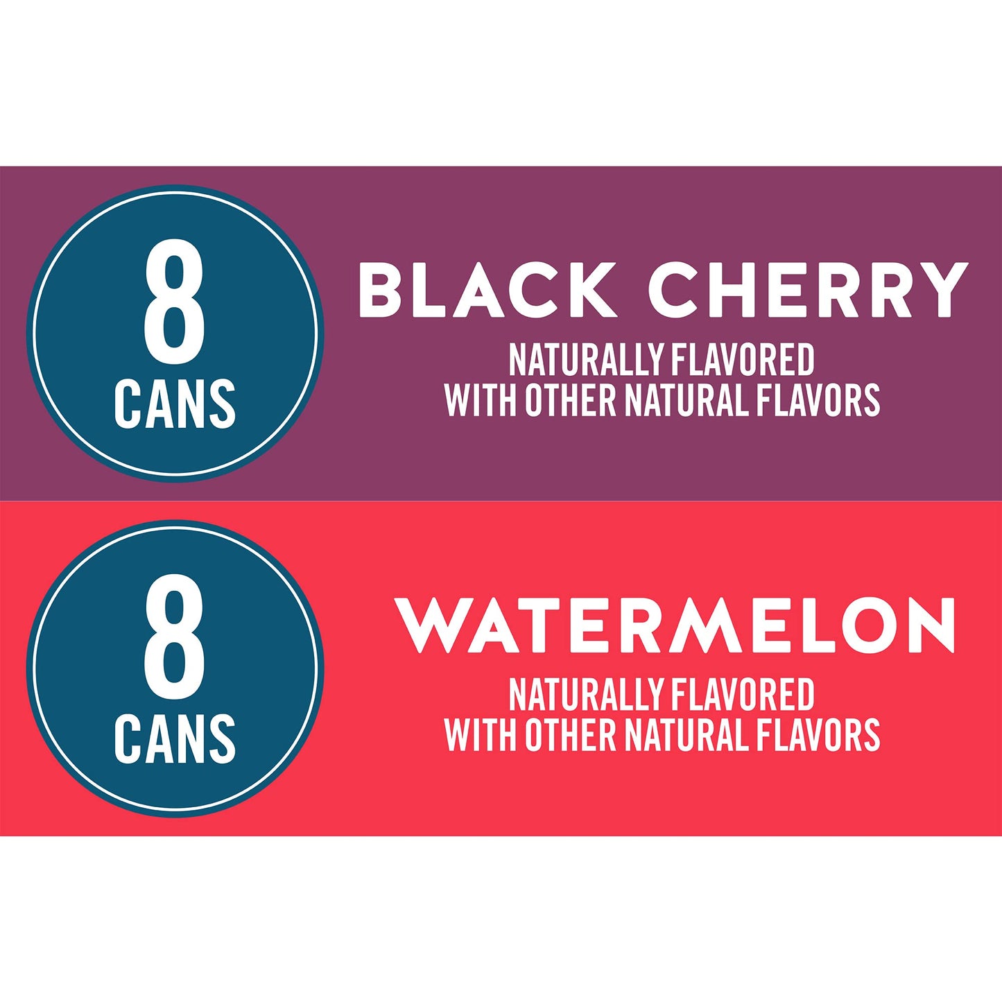 Waterloo Sparkling Water Two-Flavor Pack, 12 Fl Oz Cans, 16 Count, Black Cherry & Watermelon, Zero Calories, Sugar, and Sodium