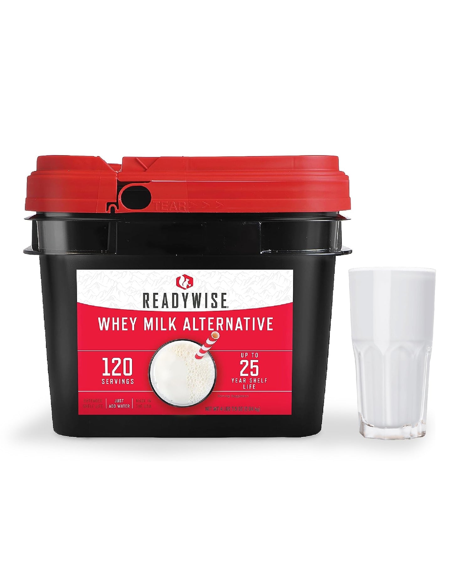 Readywise Whey Powdered Milk Alternative - 120 Servings Bucket, Emergency Food Supply, Protein Camping Meals, Survival Kit & Camping Essentials, Bug Out Bag Supplies, Up To 25 Year Shelf Stable Life